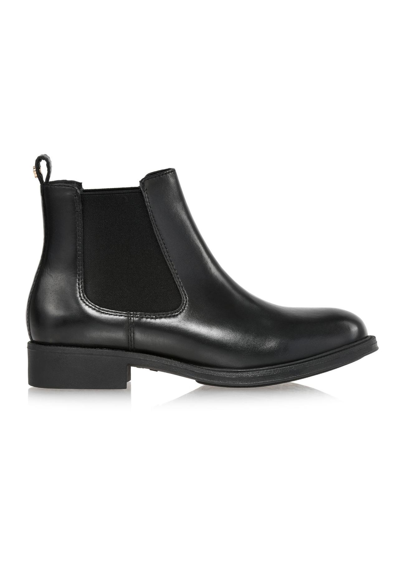 Black leather short women's Chelsea boots BUTYD-1116-99(Z24)-03