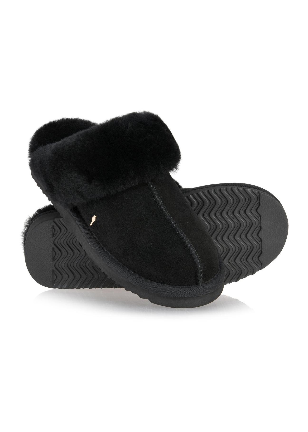 Black slip-on snow boot style slippers BUTYD-1137-99(Z24)-07