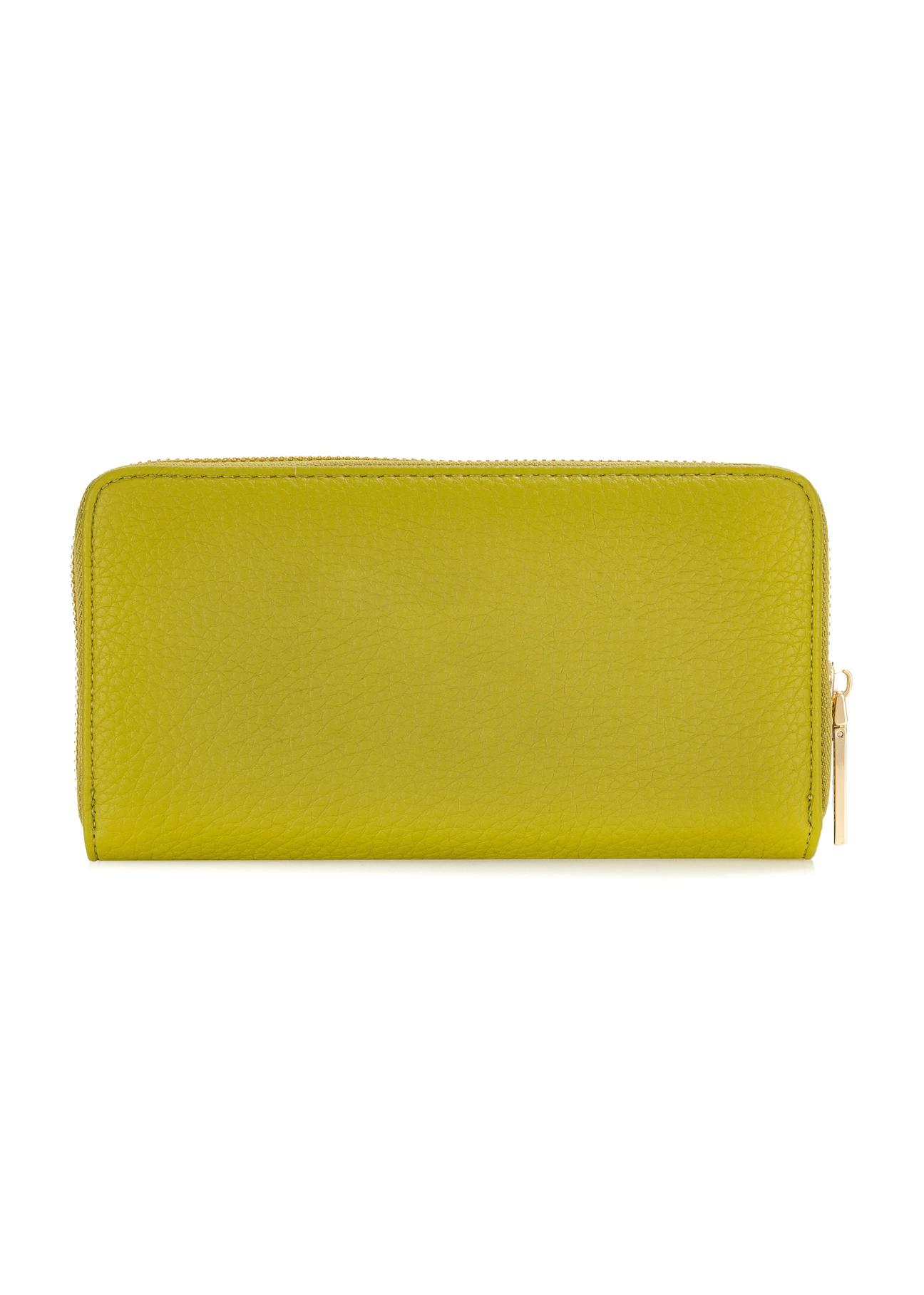 Duży limonkowy portfel damski z logo POREC-0377-84(W24)