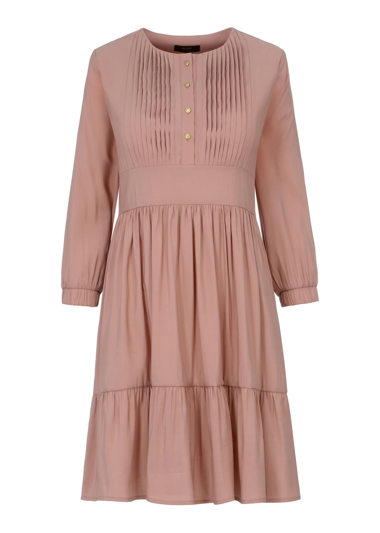 Różowa plisowana sukienka SUKDT-0122A-34(W23)