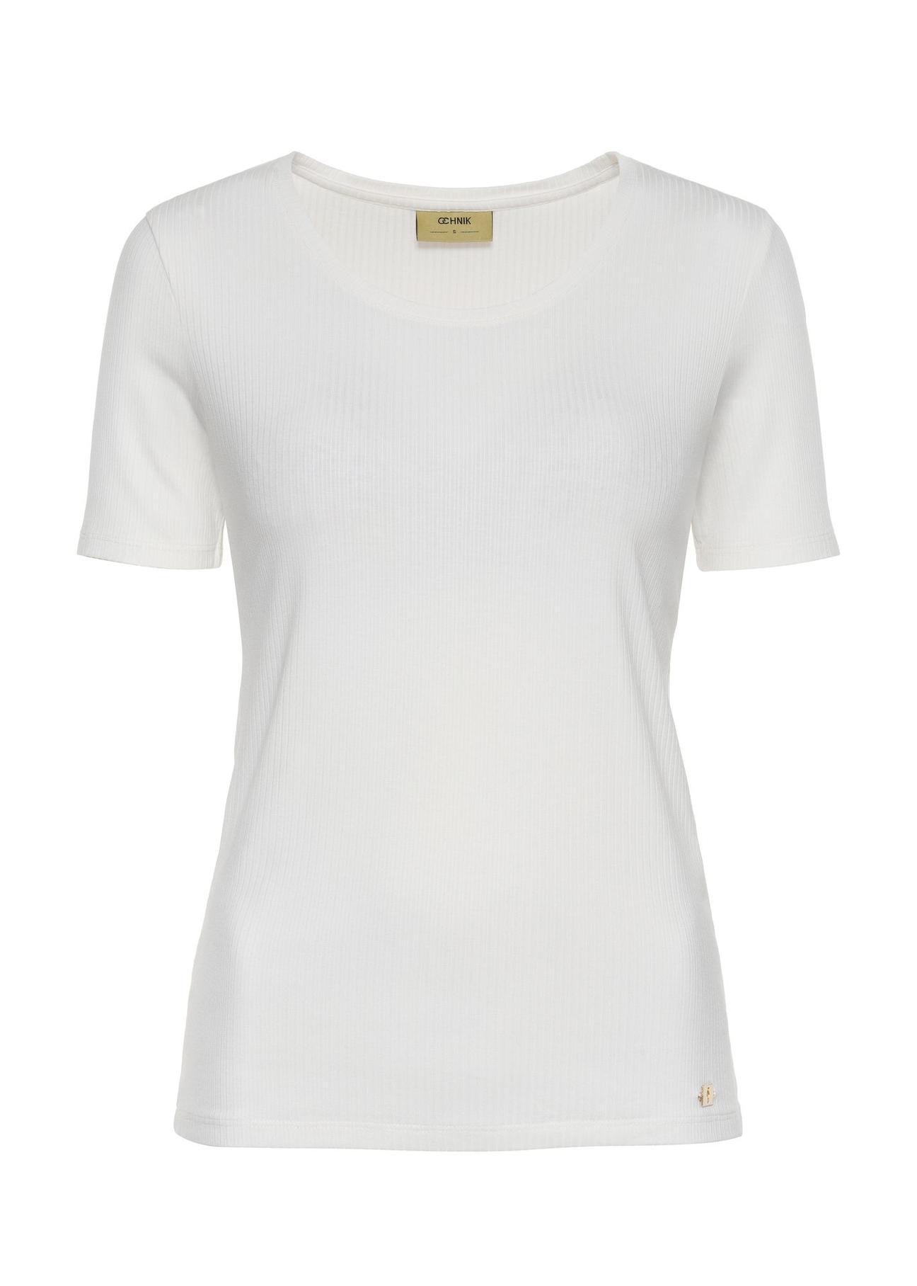 Cream-colored basic women's T-shirt TSHDT-0114-12(Z24)-03