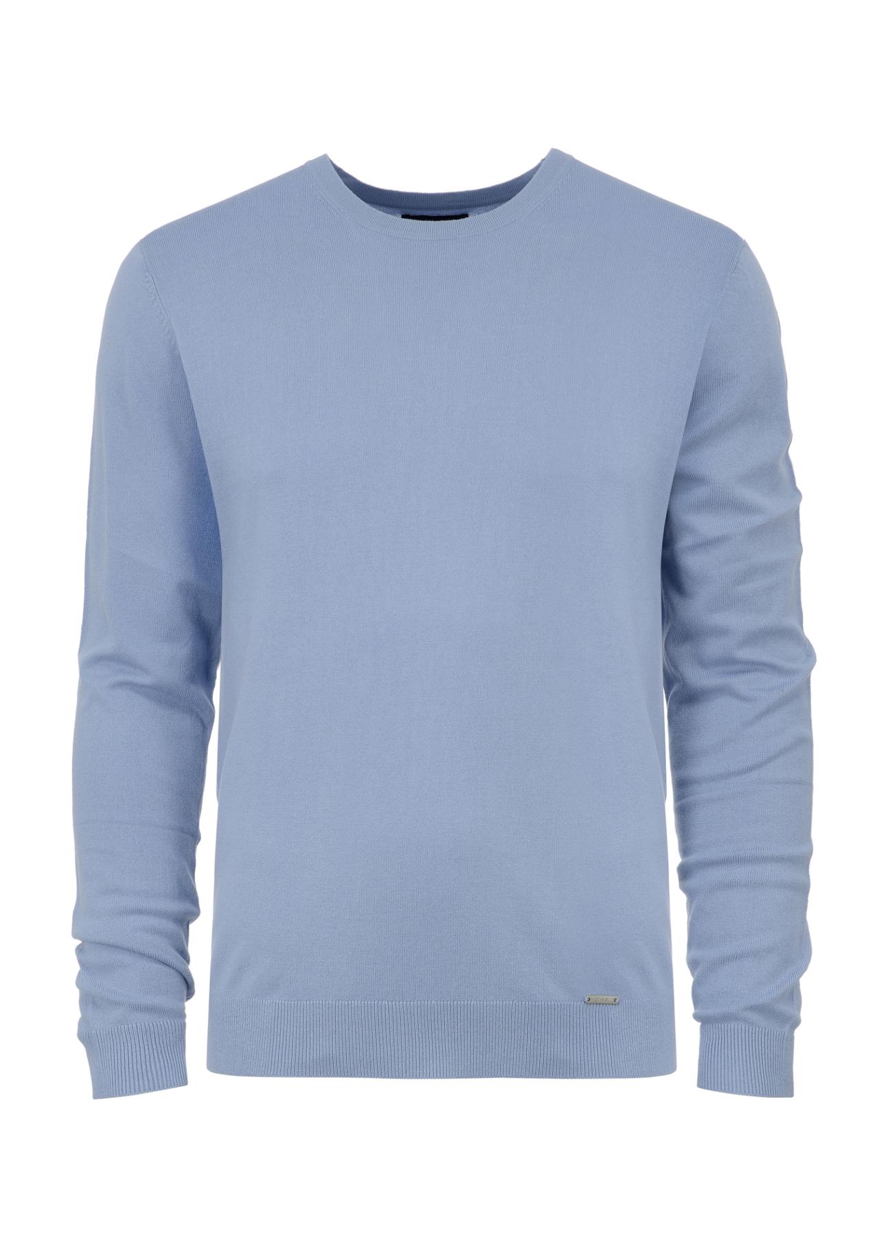 Niebieski sweter męski basic SWEMT-0127-61(W23)-04