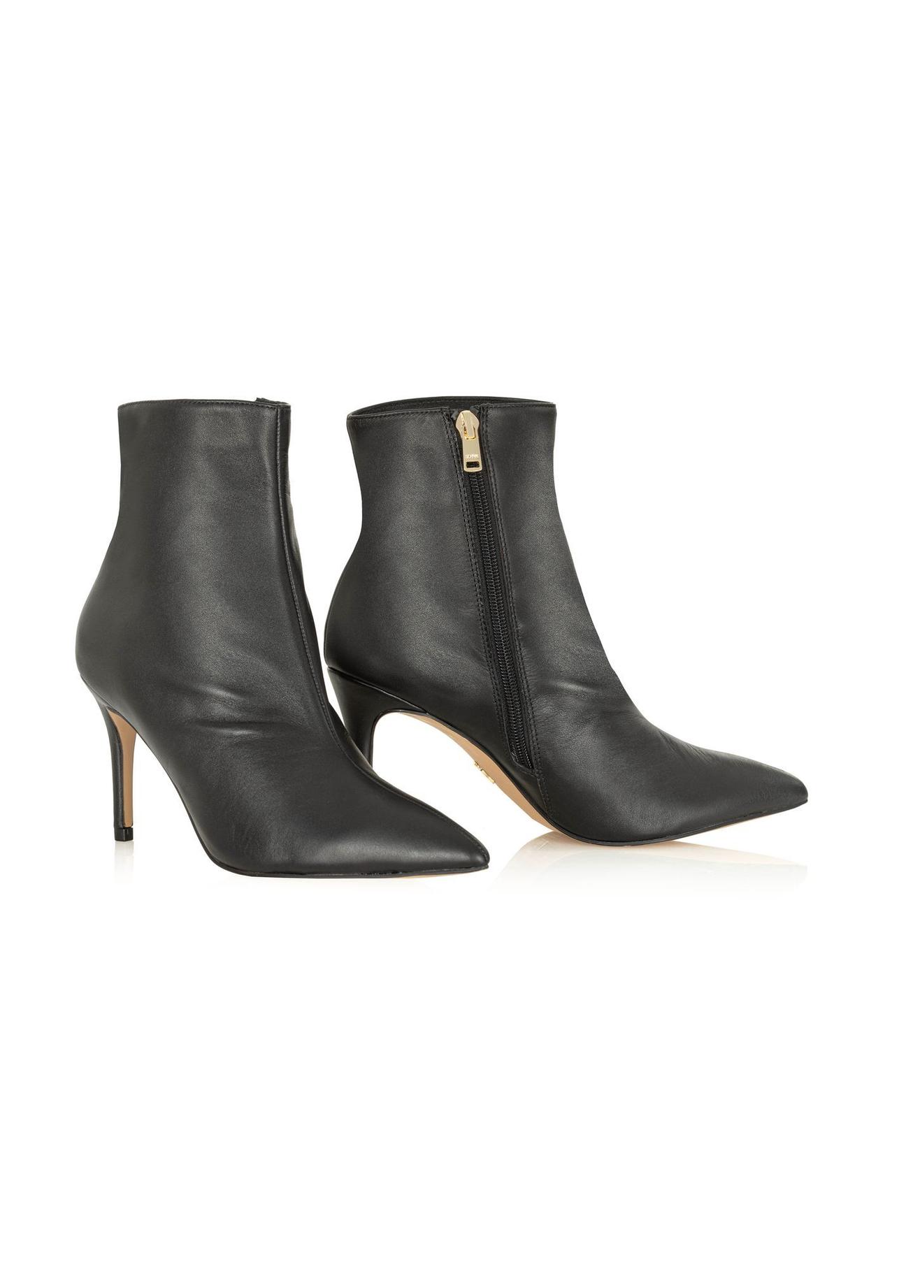 Black leather ankle boots with high heel BUTYD-1122-99(Z24)