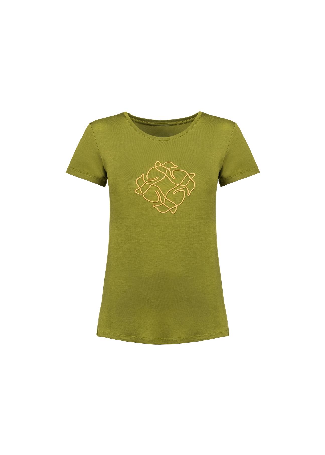 T-shirt damski khaki z wilgą TSHDT-0078-55(Z21)