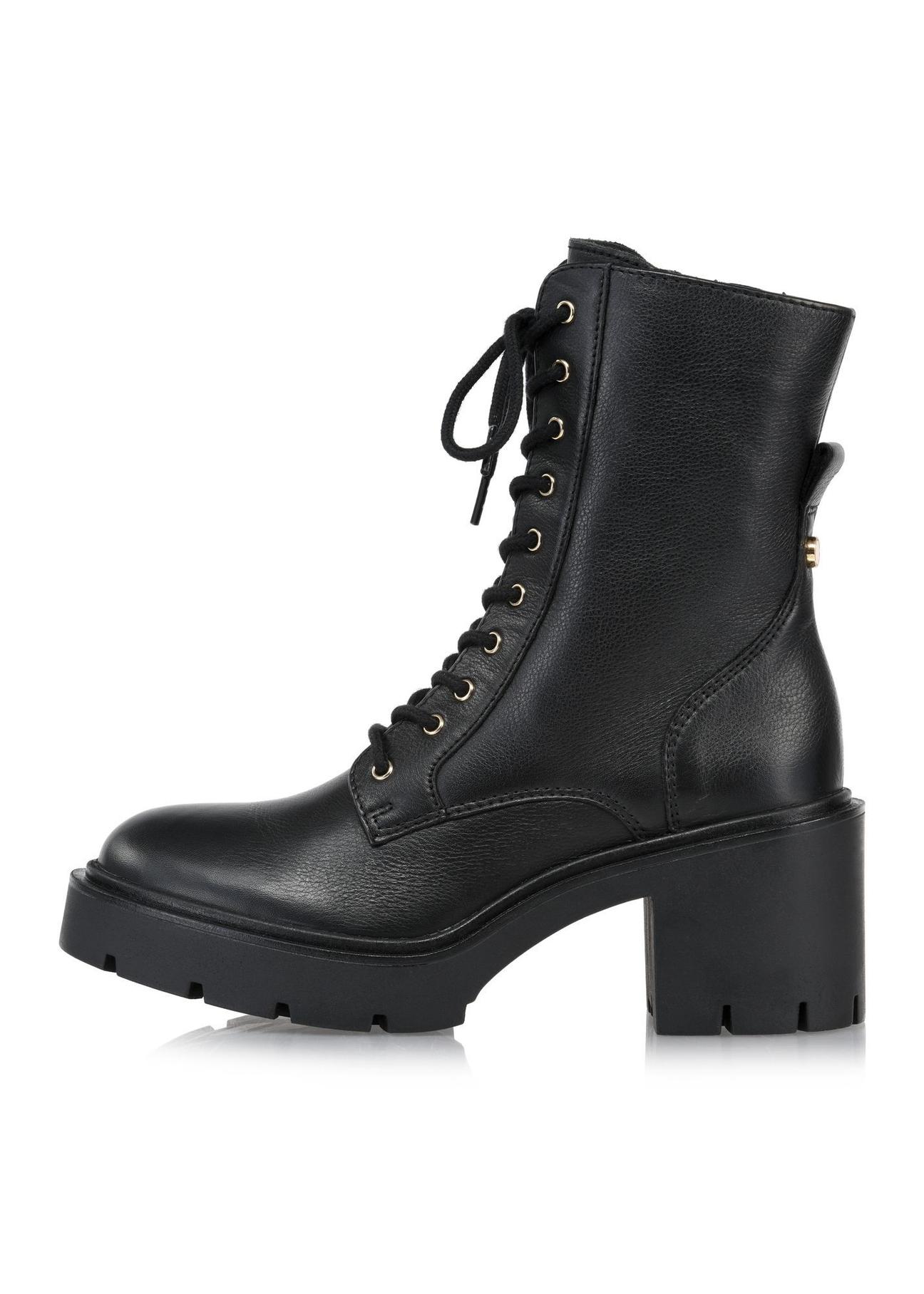 Black leather high heel ankle boots BUTYD-1095-99(Z24)-03