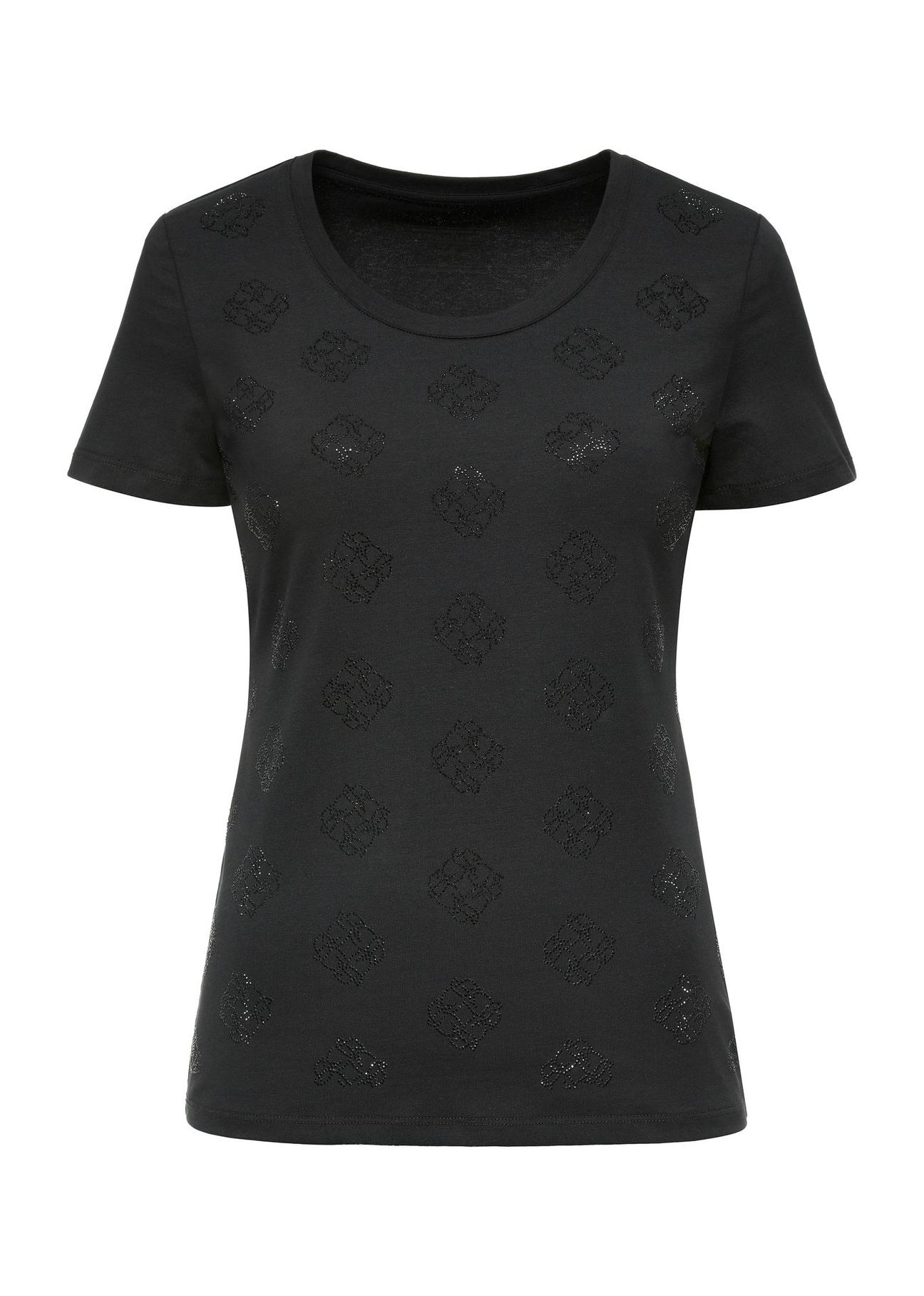 Black women's t-shirt with monogram TSHDT-0129-99(Z24)-01