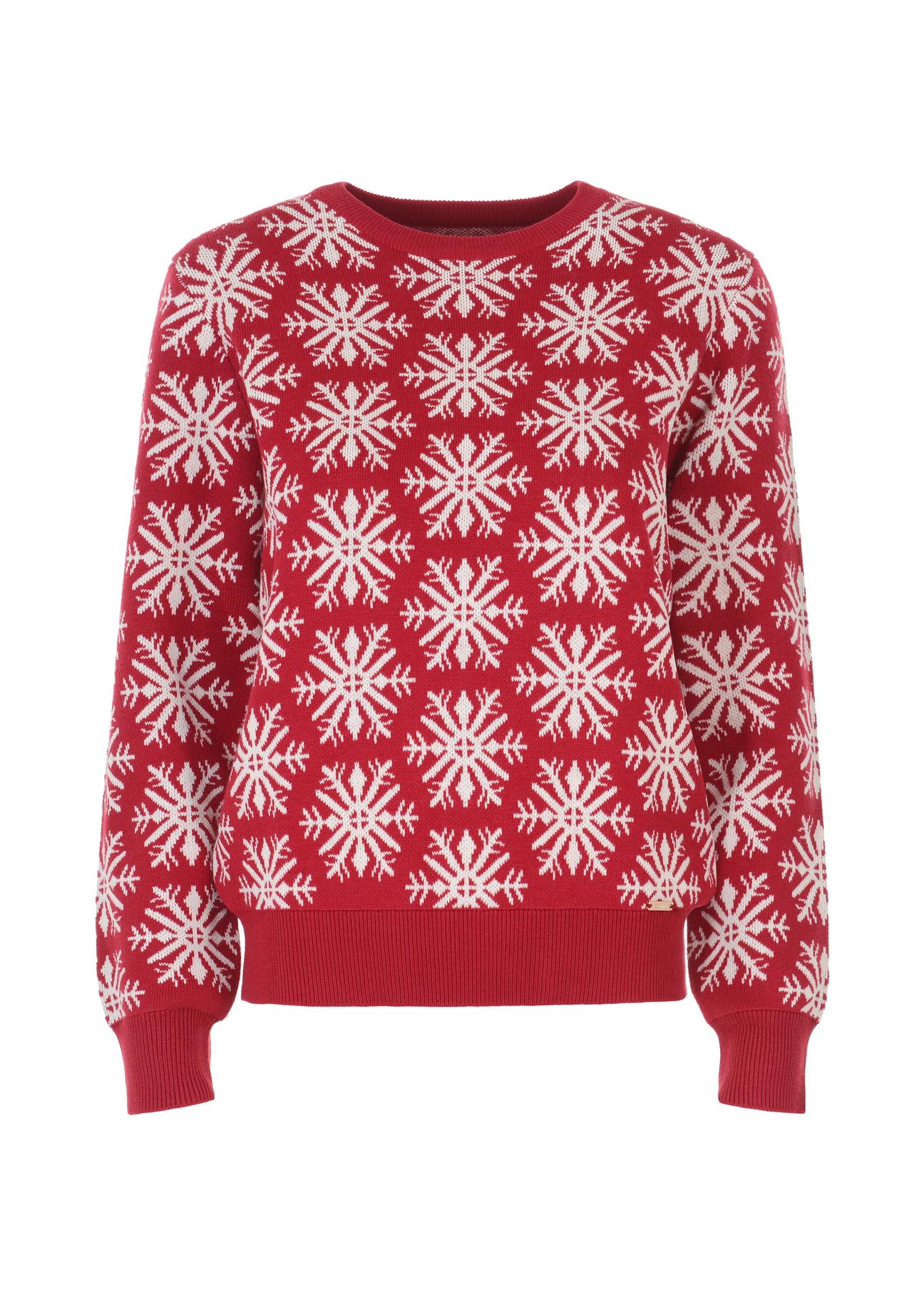 Czerwony sweter świąteczny damski SWEDT-0160-42(Z22)