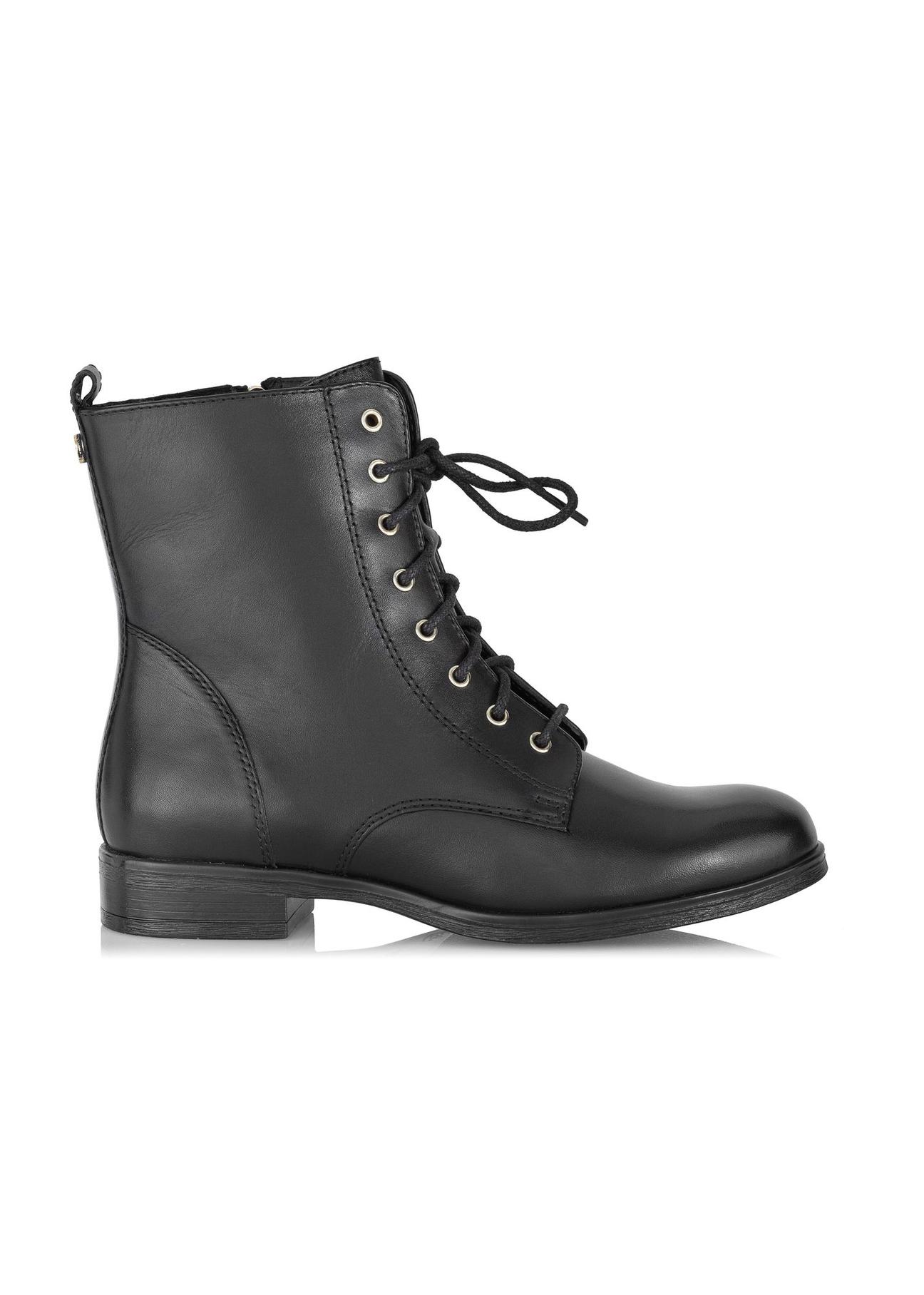 Women's black leather heeled boots BUTYD-1008-99(Z23)-01