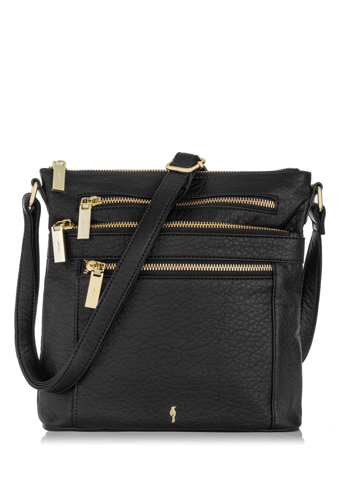 Black women's bag with zippers TOREC-0847A-99(Z24)