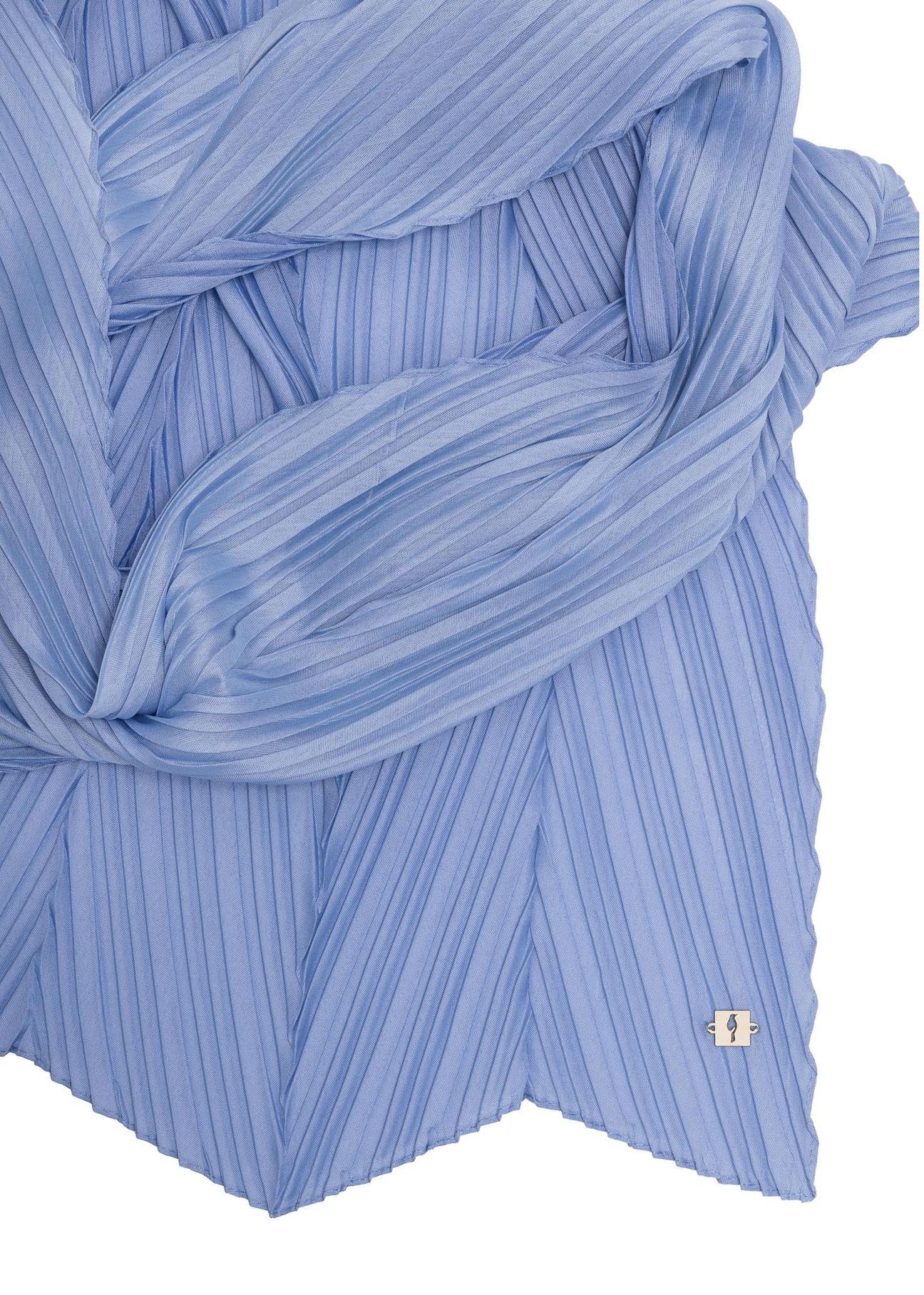 Niebieski szalik damski z marszczeniem SZADT-0157-60(W23)