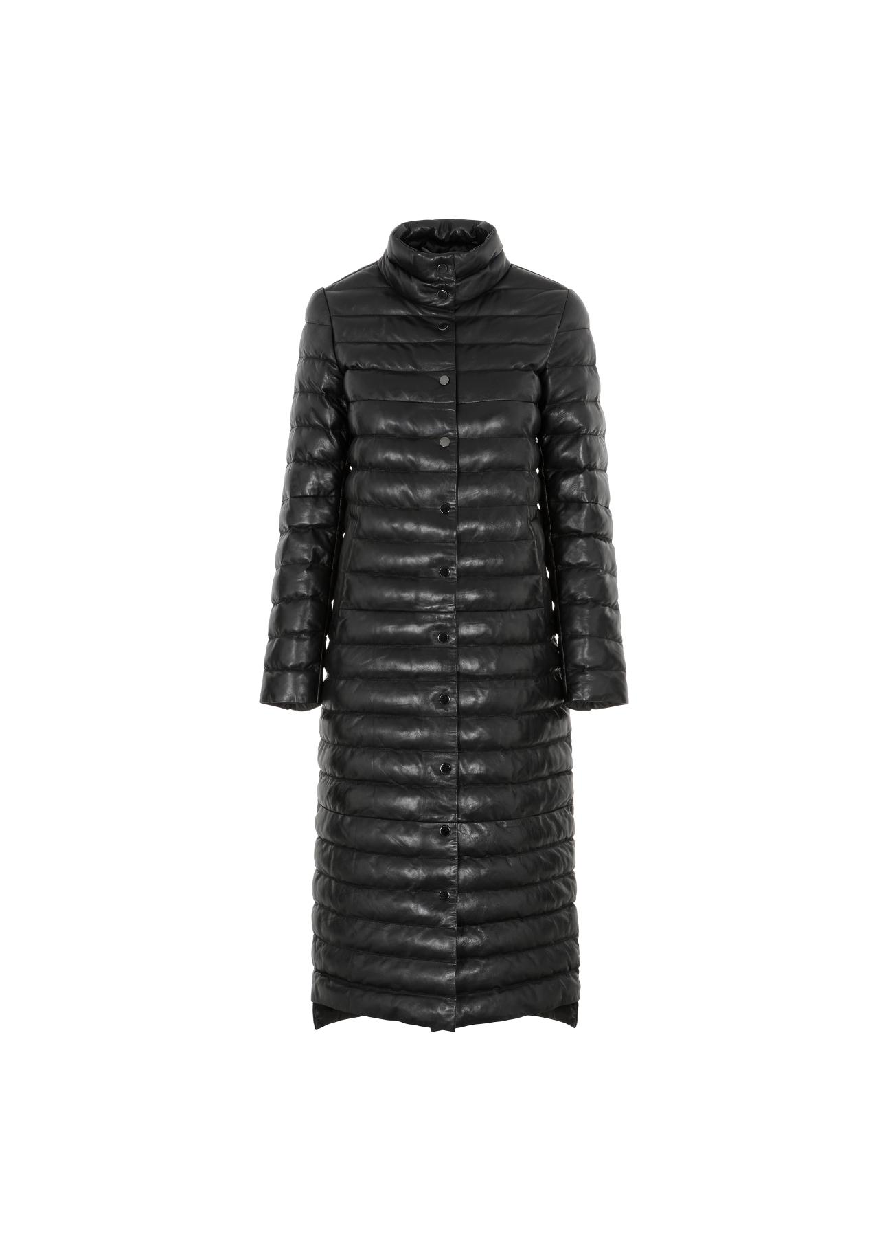 Zimowy pikowany płaszcz damski ze skóry KURDS-0341-5339(Z22)