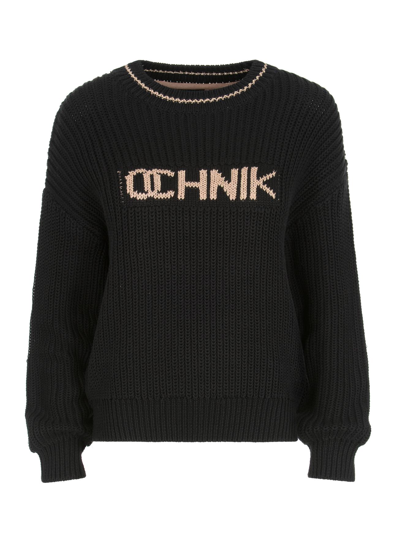 Czarny sweter damski z logo OCHNIK SWEDT-0163-99(Z22)