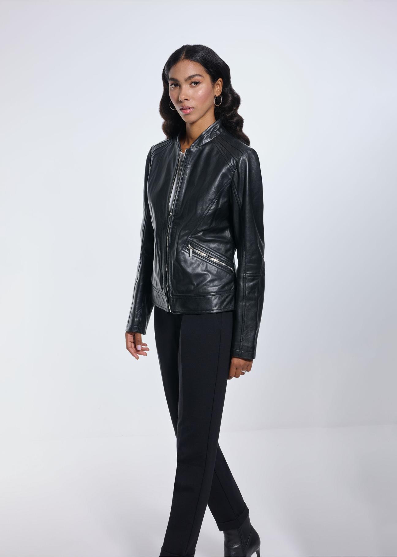 Black women's leather jacket KURDS-0492-5491(Z24)-02