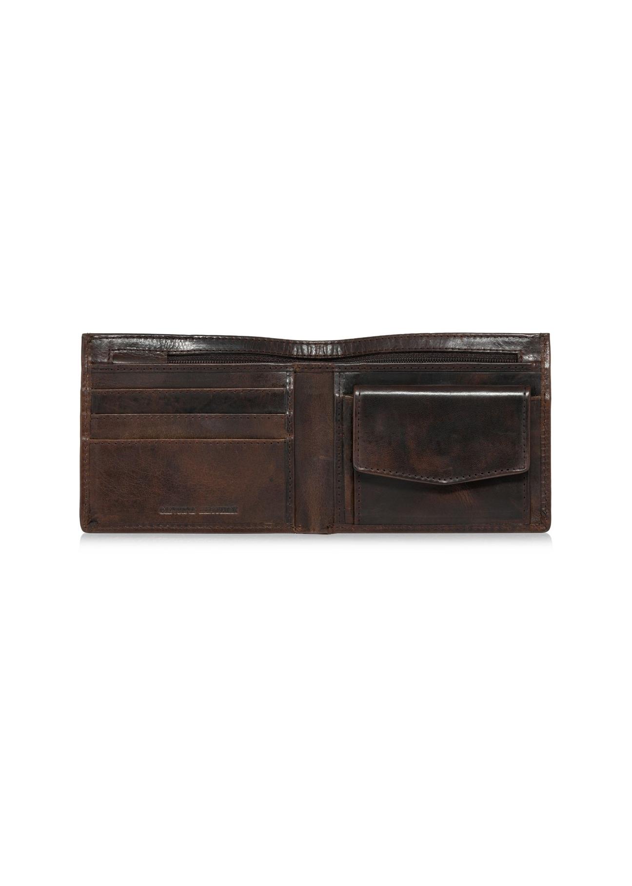 Brown small men's leather wallet PORMS-0614-89(Z24)-04