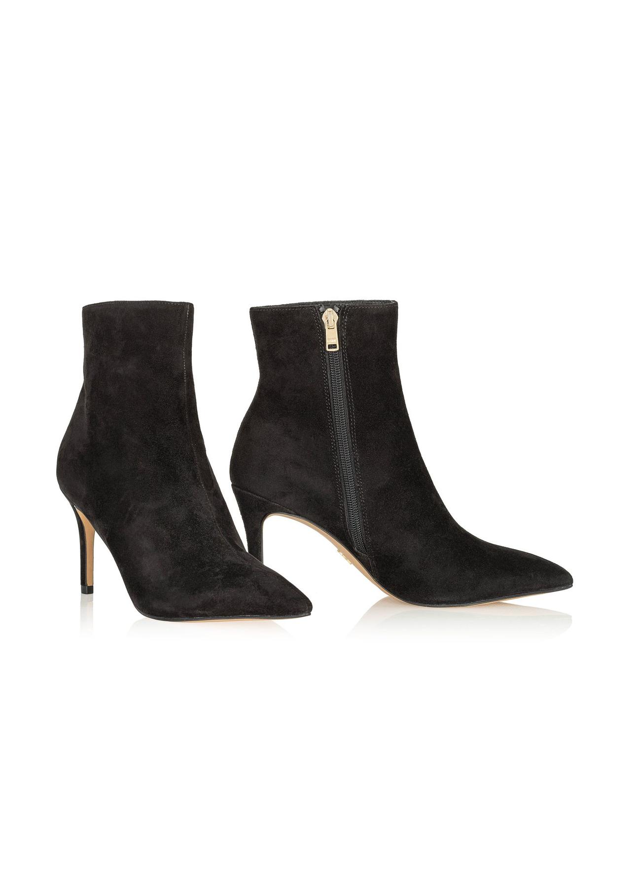 Black suede ankle boots with high heel BUTYD-1122-98(Z24)-03