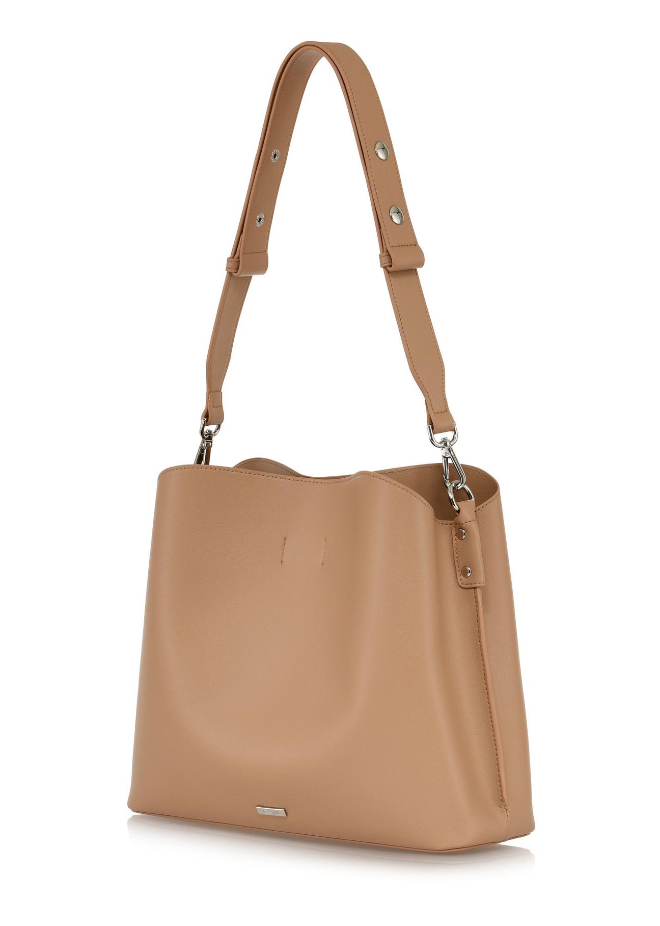 Beige women's shopper bag TOREC-0862A-81(Z24)-03