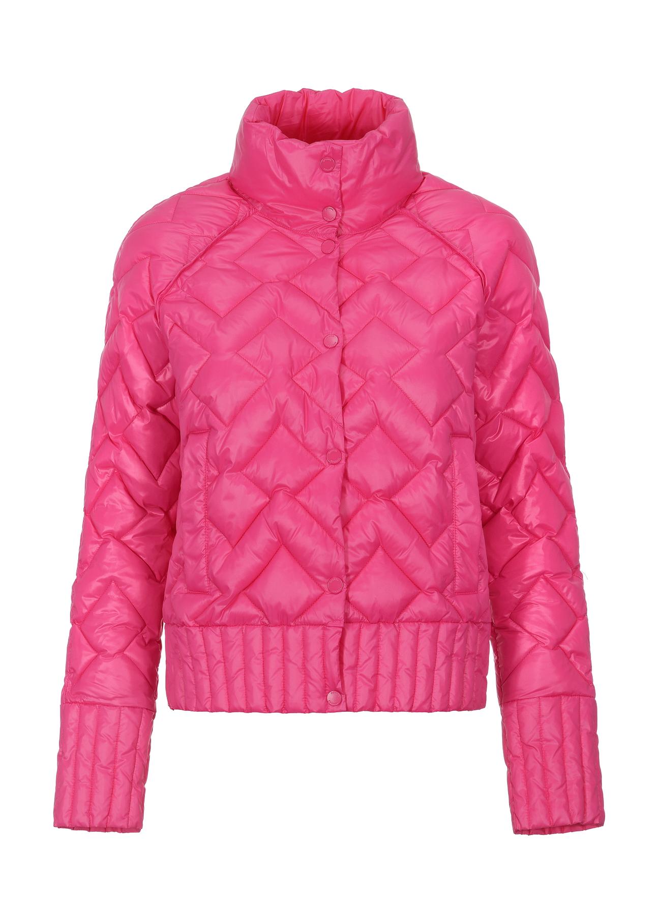 Różowa pikowana kurtka damska ze stójką KURDT-0477-31(Z23)