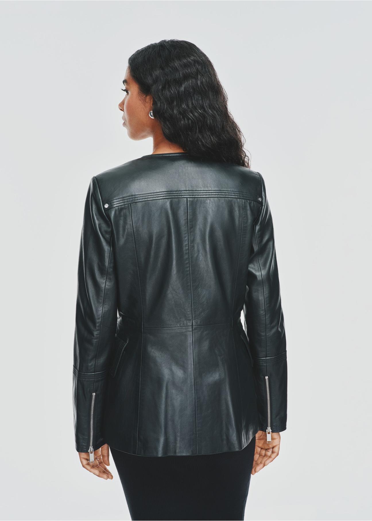 Women's black leather biker jacket KURDS-0495-5491(Z24)-04