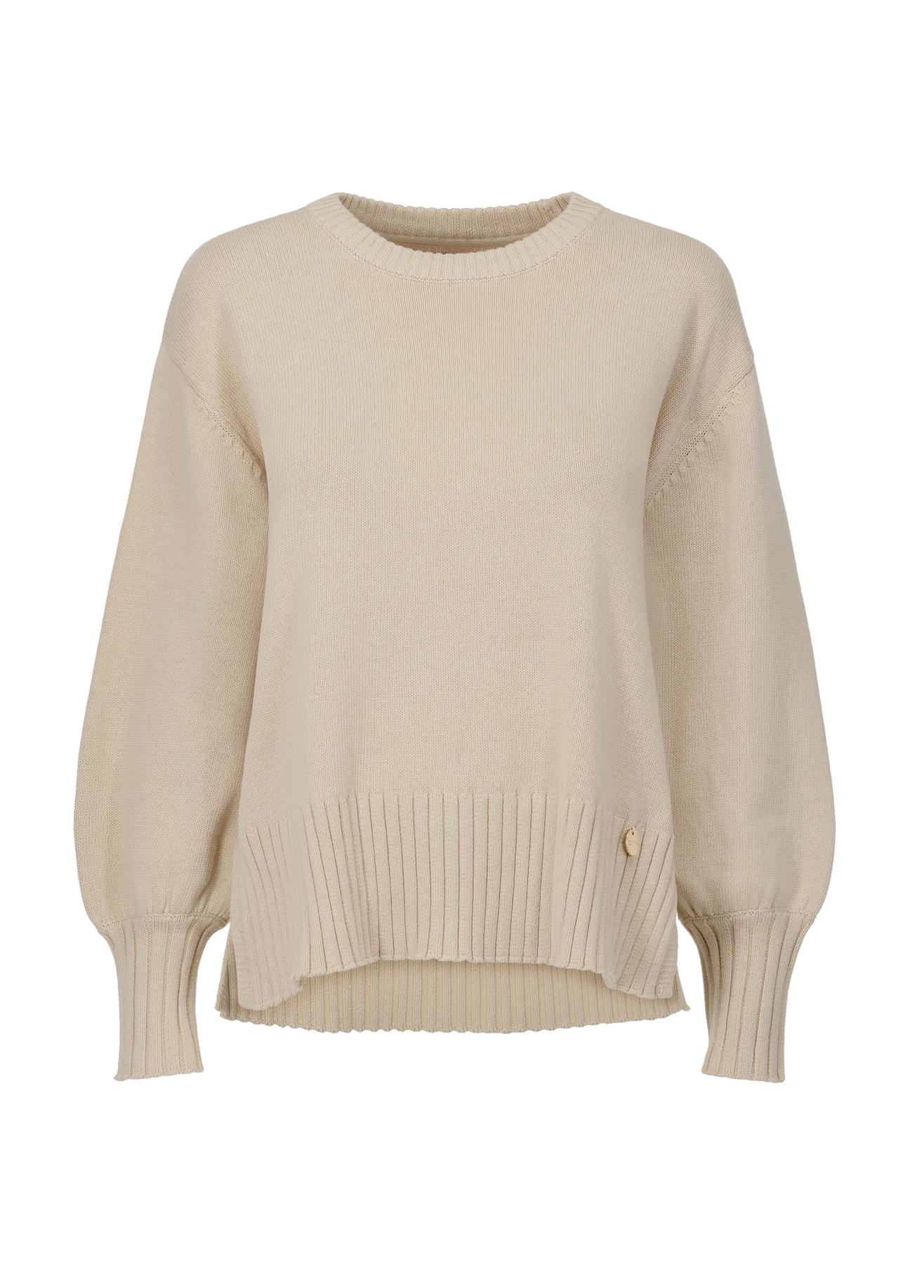 Bawełniany beżowy sweter damski basic SWEDT-0199-81(Z23)