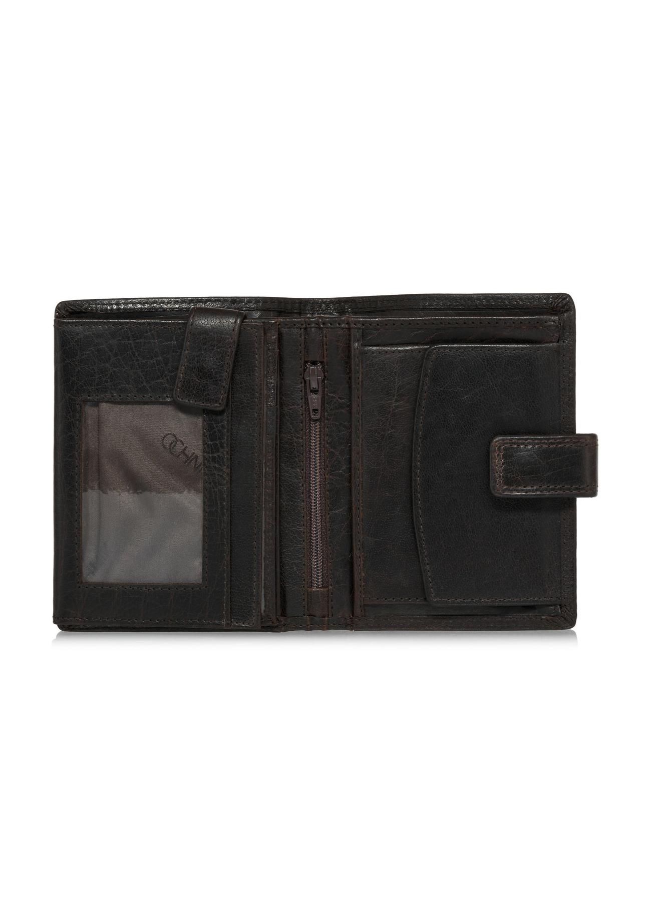 Brązowy lakierowany skórzany portfel męski PORMS-0552-89(W24)