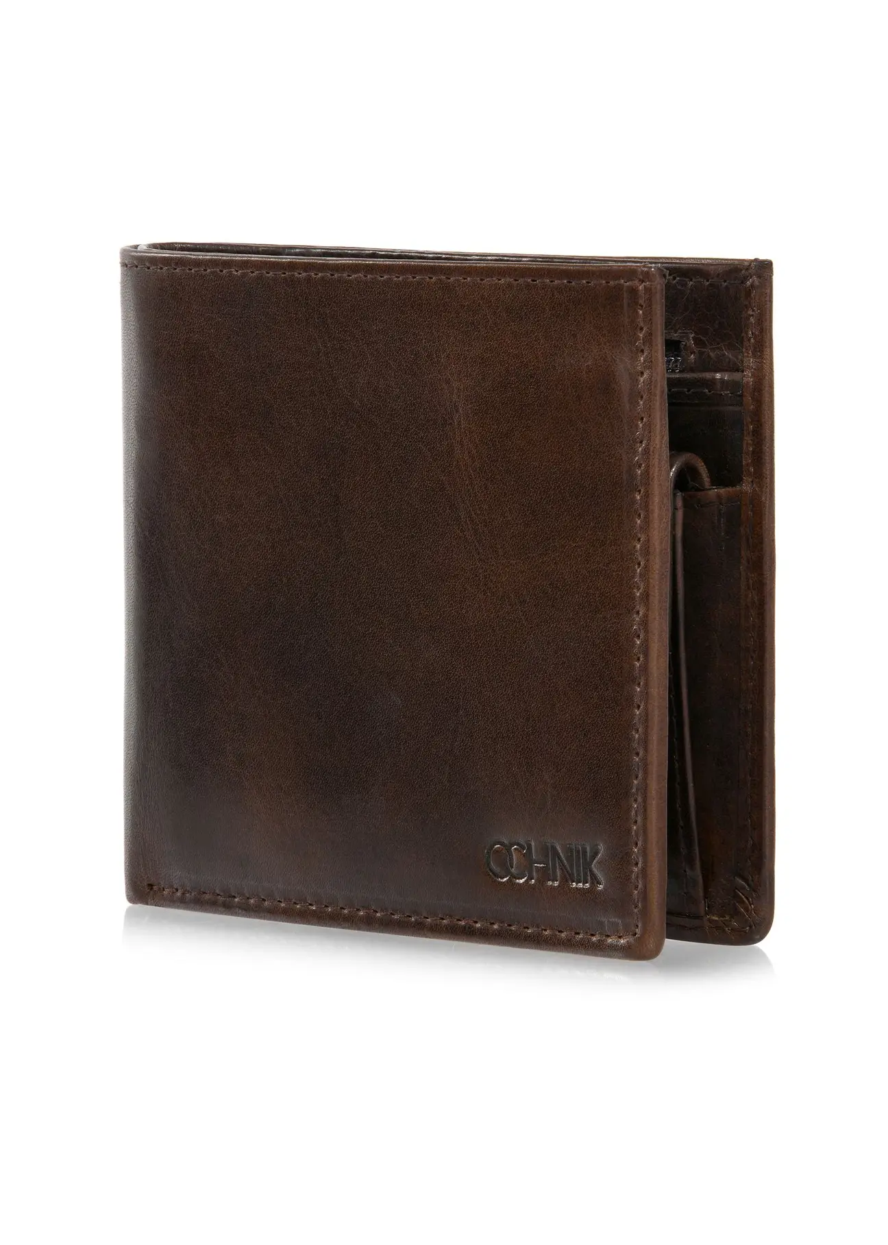 Brown small men's leather wallet PORMS-0614-89(Z24)-02