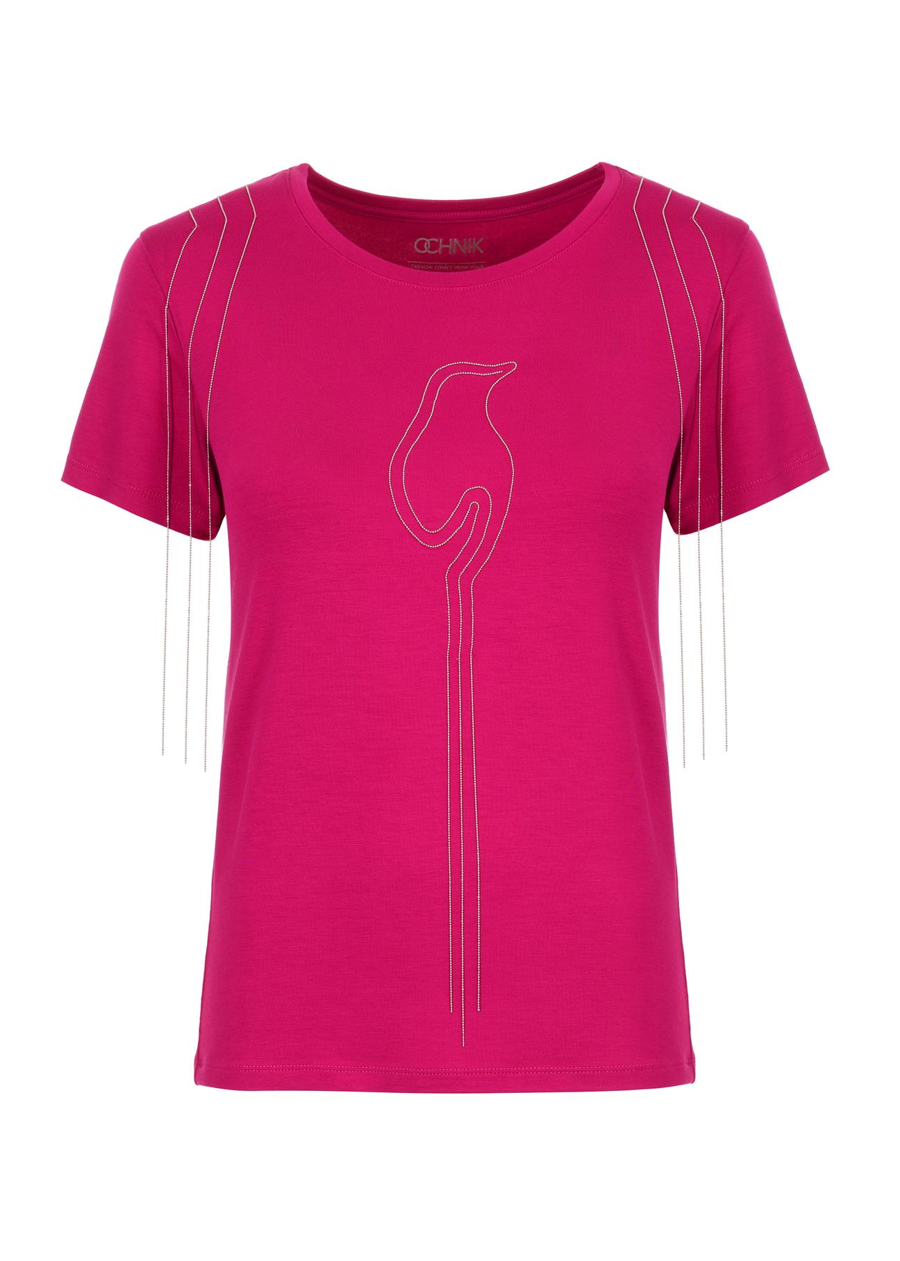 Różowy T-shirt damski TSHDT-0101-31(Z22)
