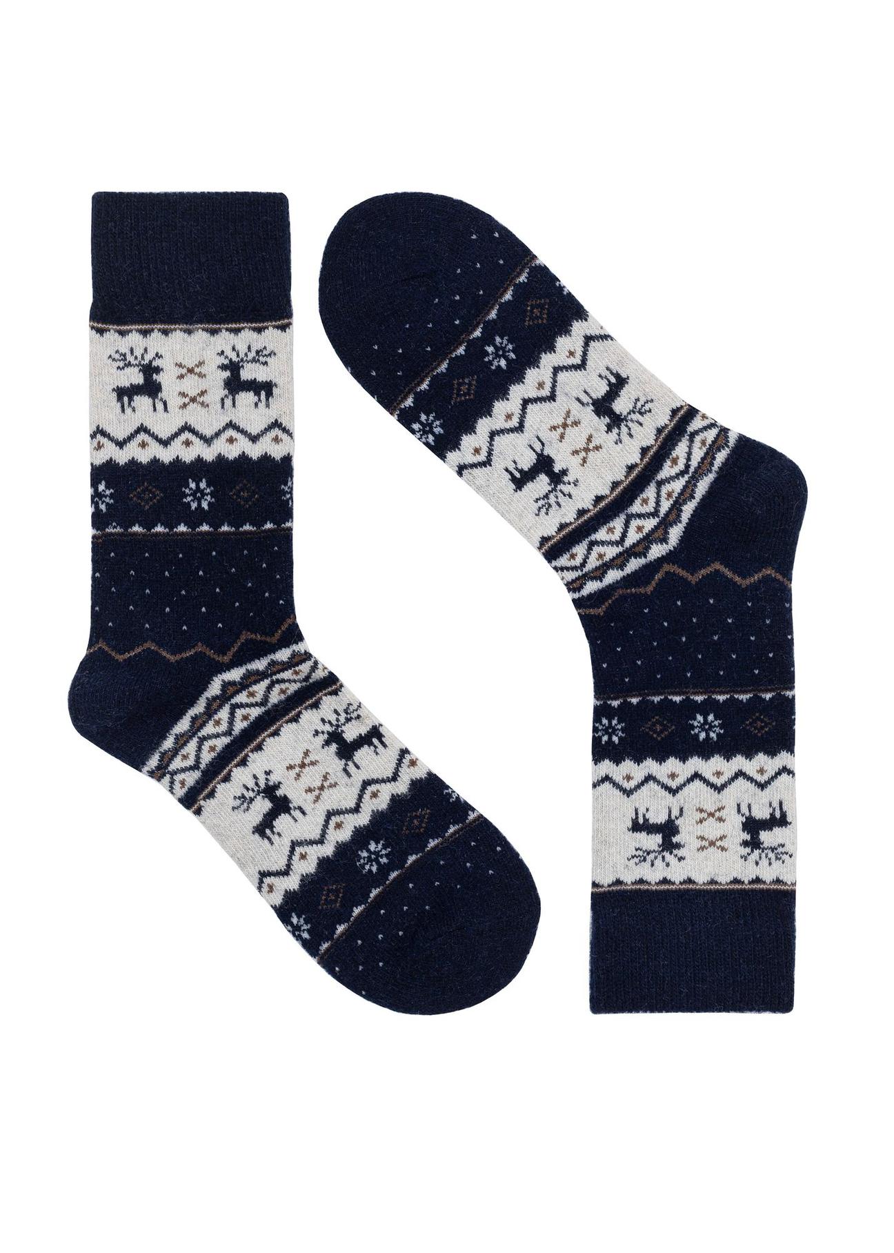 Christmas navy blue men's socks SKAMT-0189-69(Z24)-02