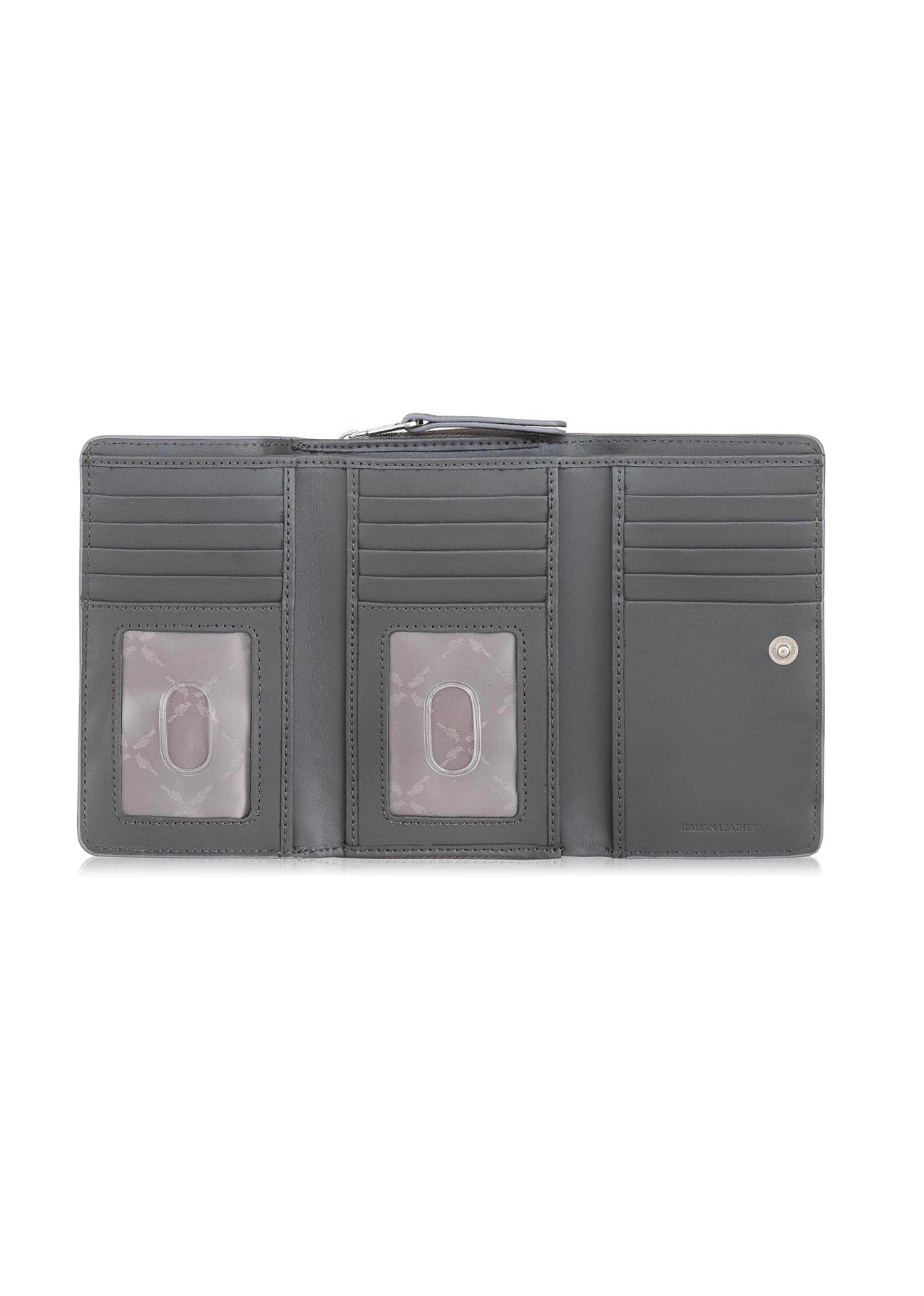 Srebrny skórzany portfel damski PORES-0870-92(Z23)
