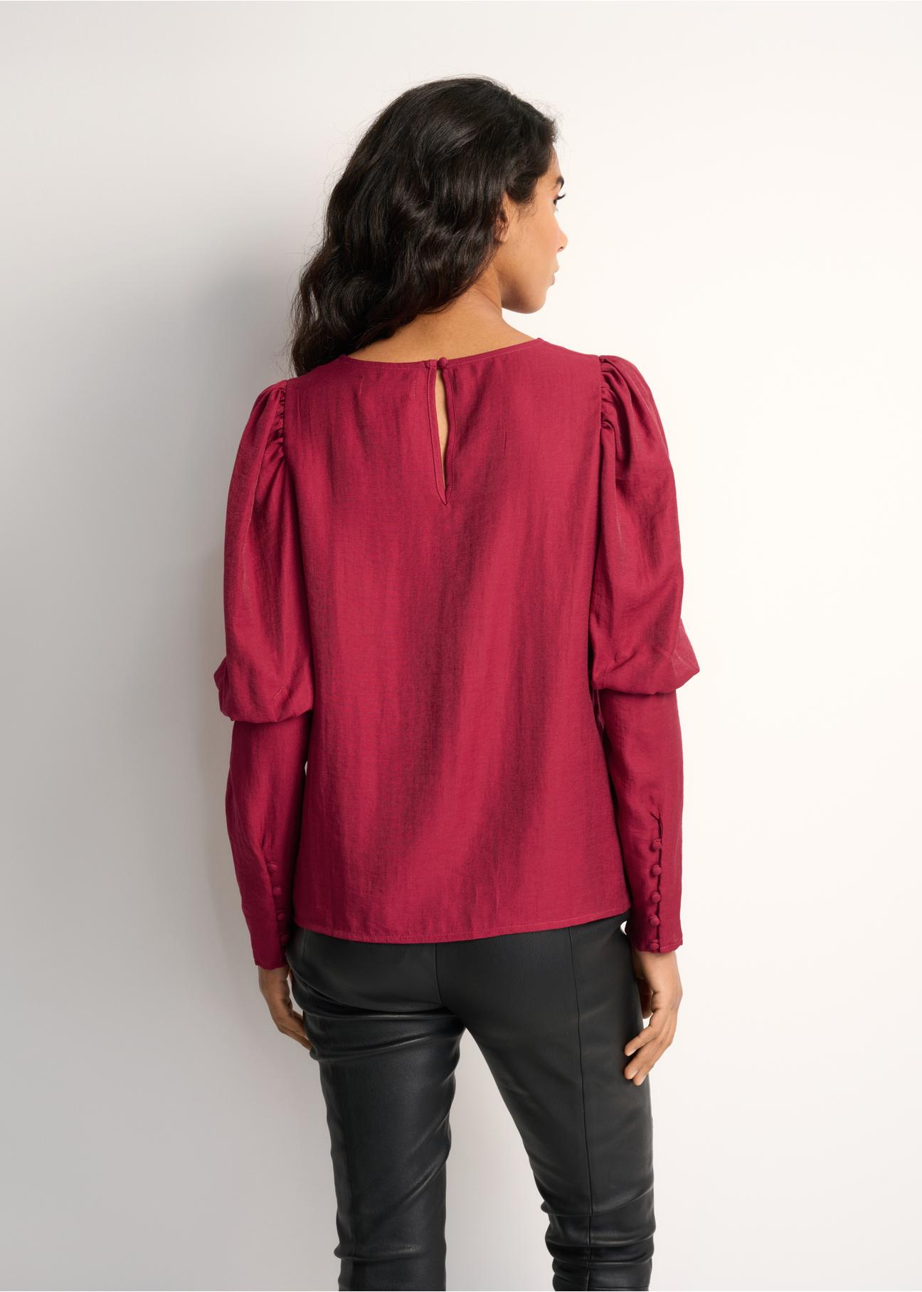 Bordowa bluzka damska z bufkami BLUDT-0154-49(Z22)
