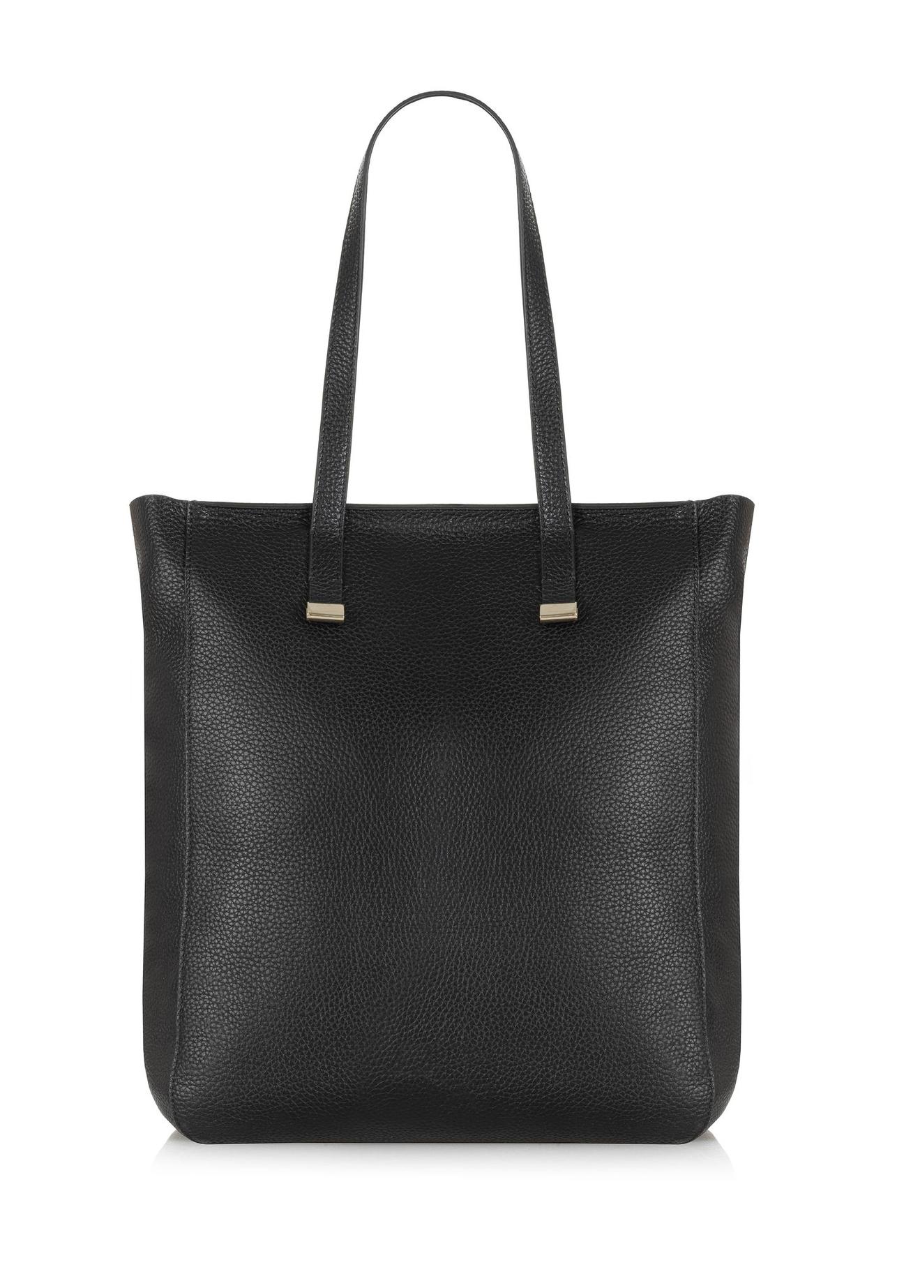 Women's black leather shopper bag TORES-1037-99(Z24)-05