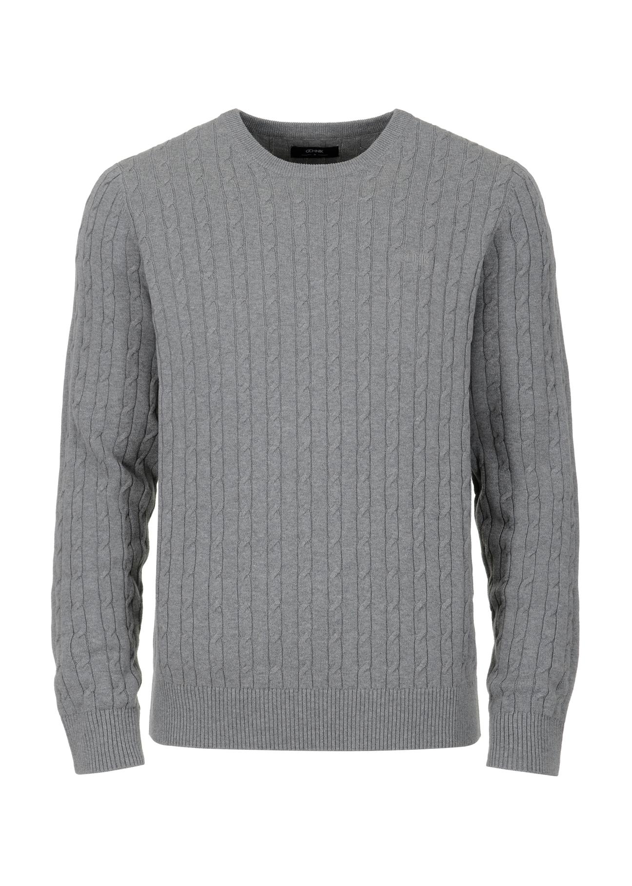 Bawełniany szary sweter męski SWEMT-0134-91(Z23)