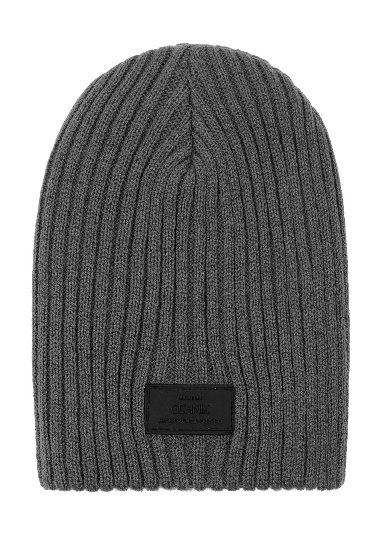 Grafitowa czapka zimowa męska CZAMT-0011-95(Z23)