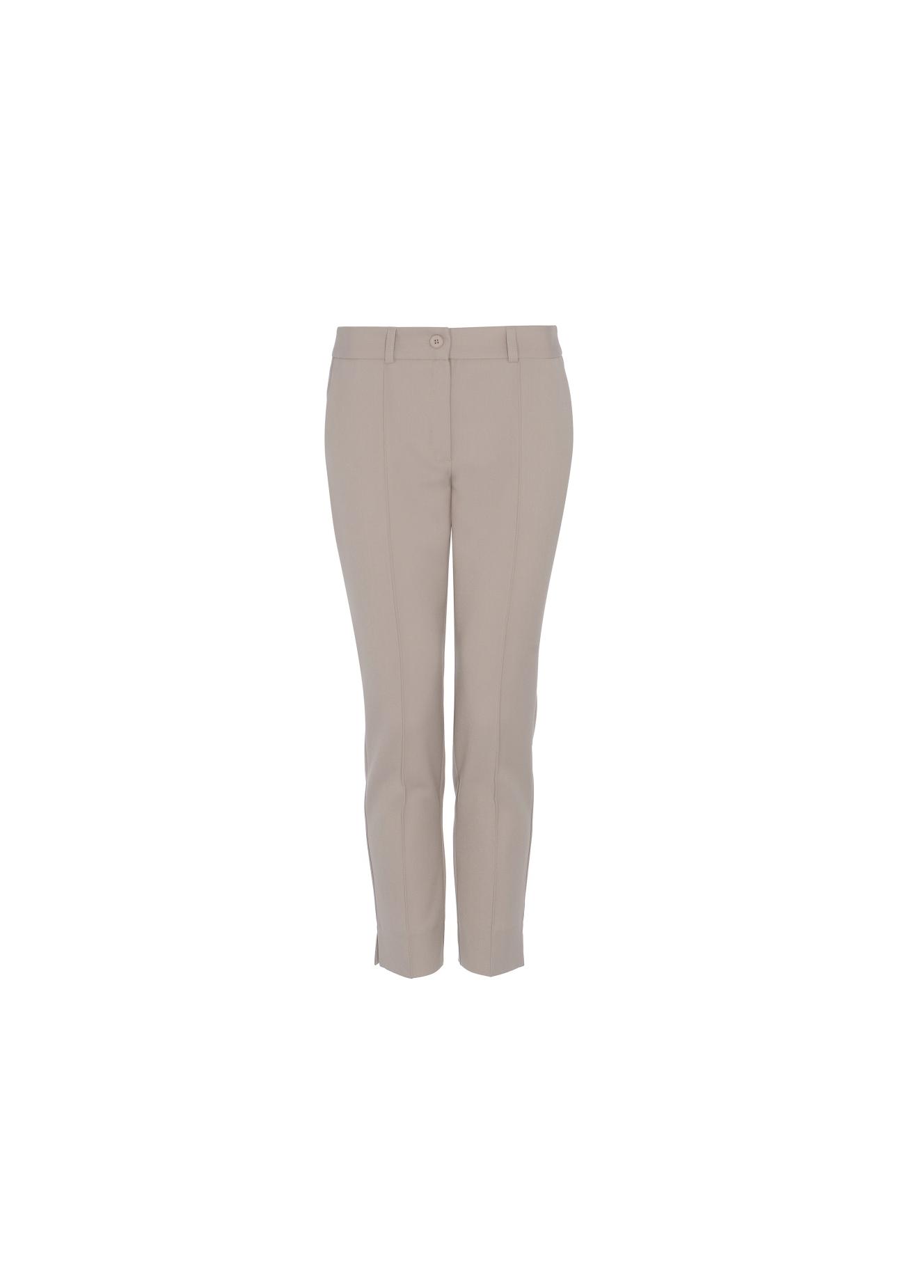 Beżowe spodnie w kant damskie SPODT-0042-81(W20)