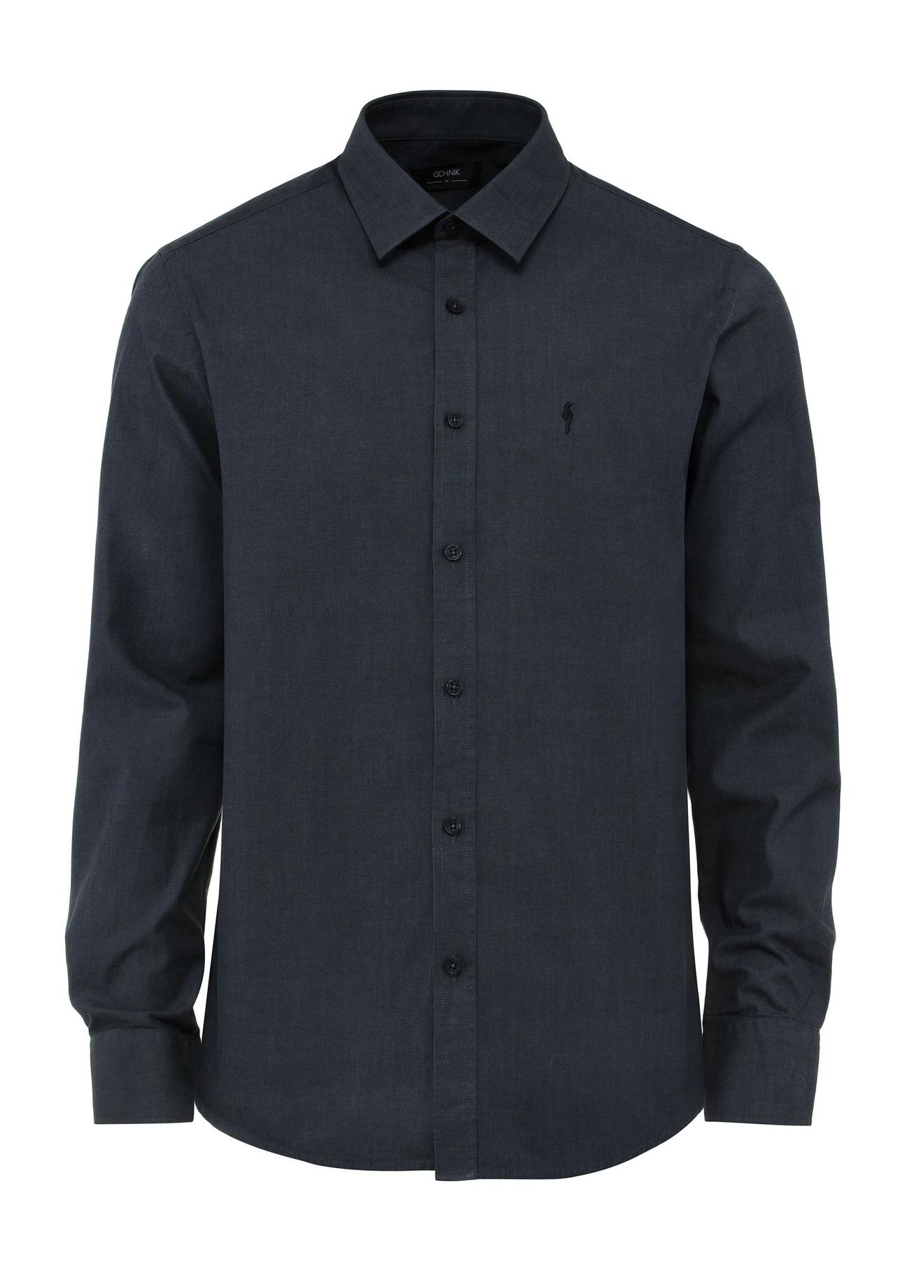 Navy blue cotton men's shirt KOSMT-0332-69(Z24)-01