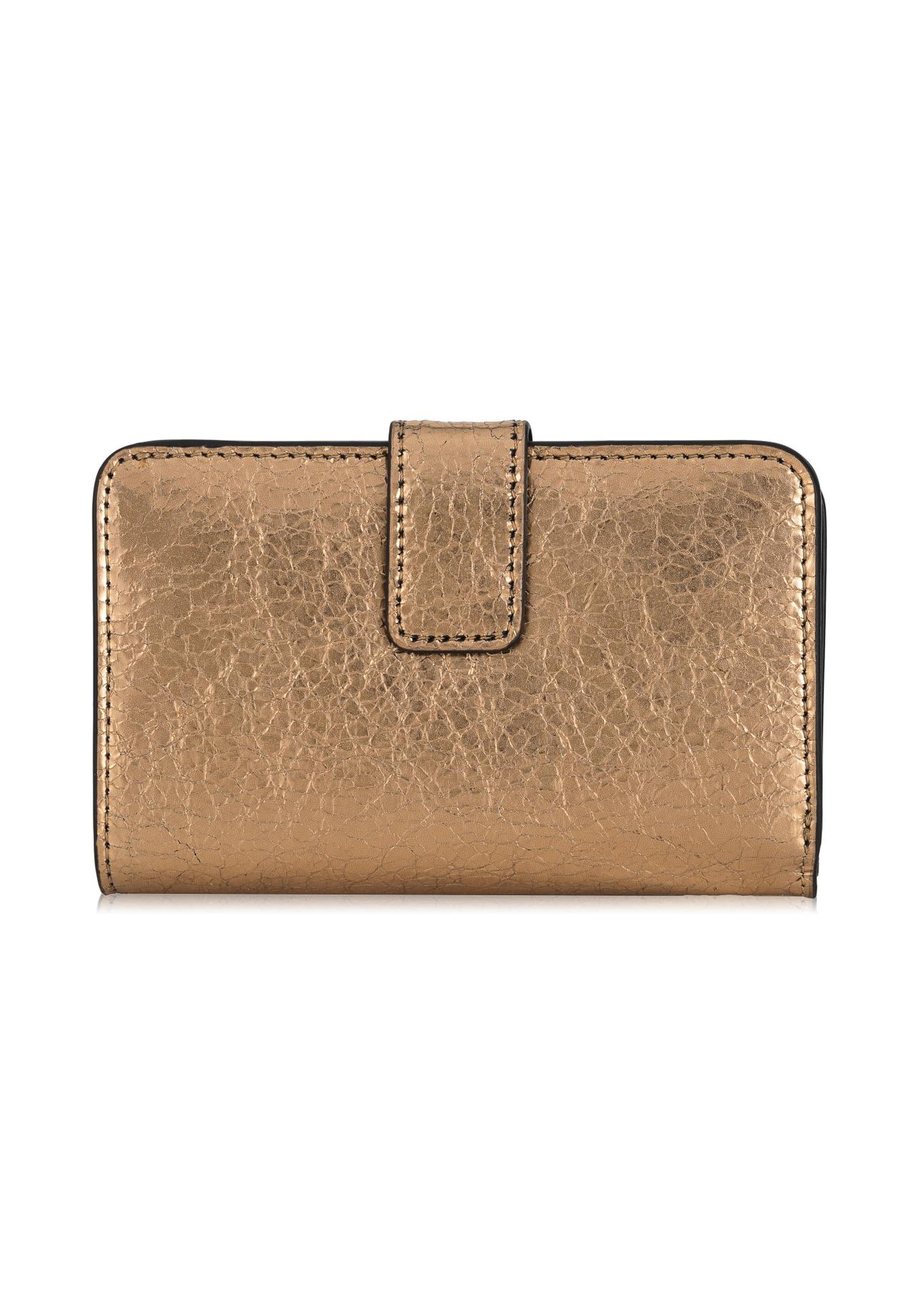 Złoty skórzany portfel damski PORES-0880-28(Z23)