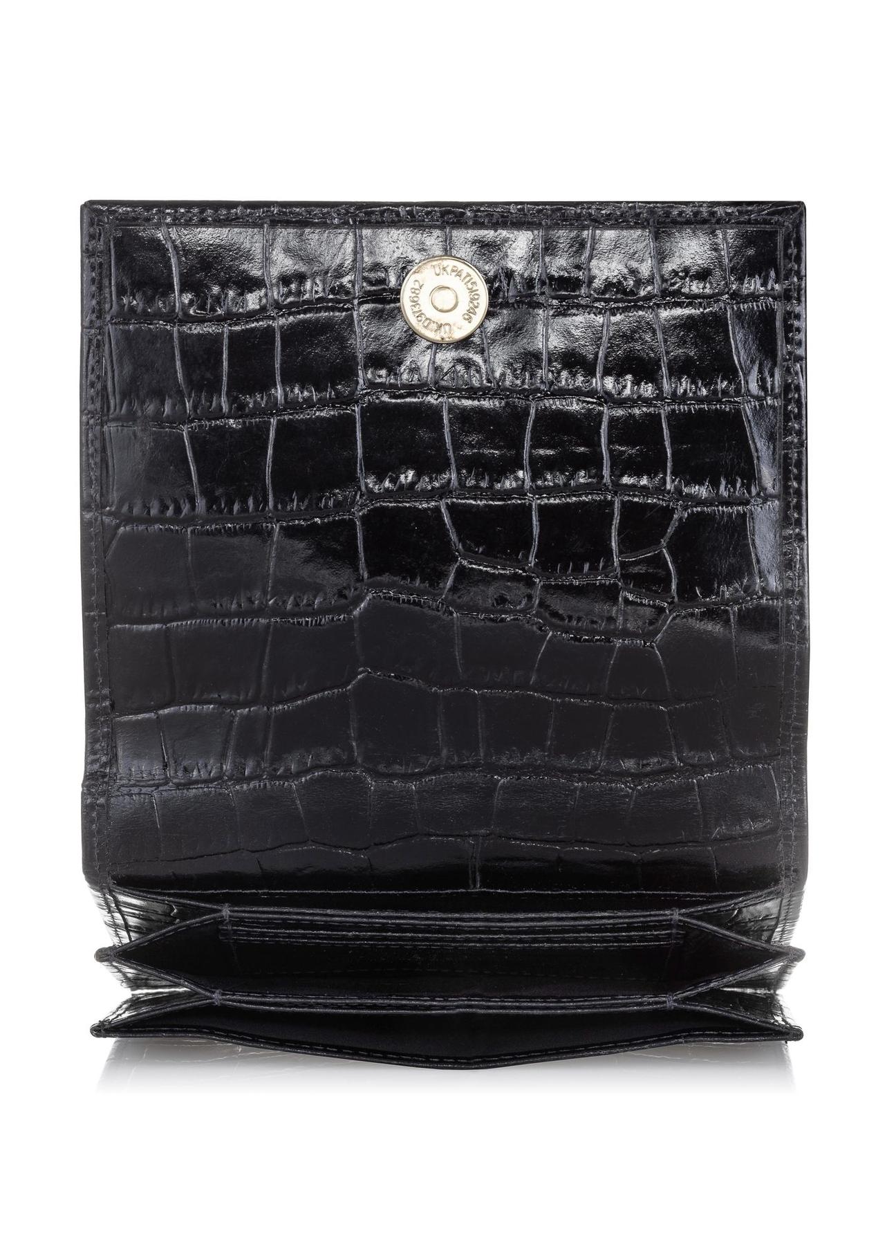 Mały czarny portfel damski croco PORES-0846-99(W23)
