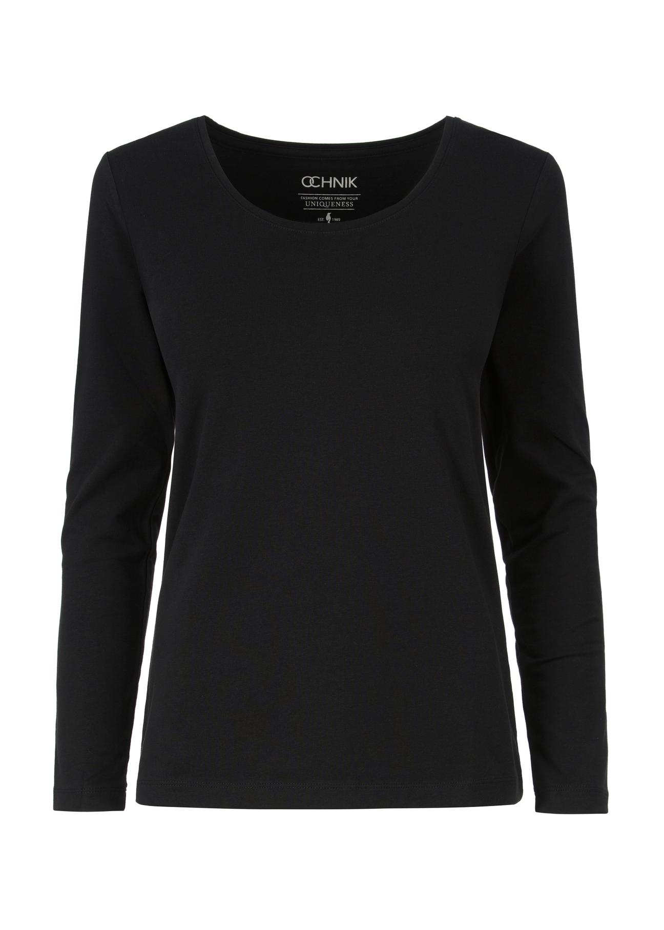 Czarna bluzka damska z długim rękawem LSLDT-0038-99(KS)