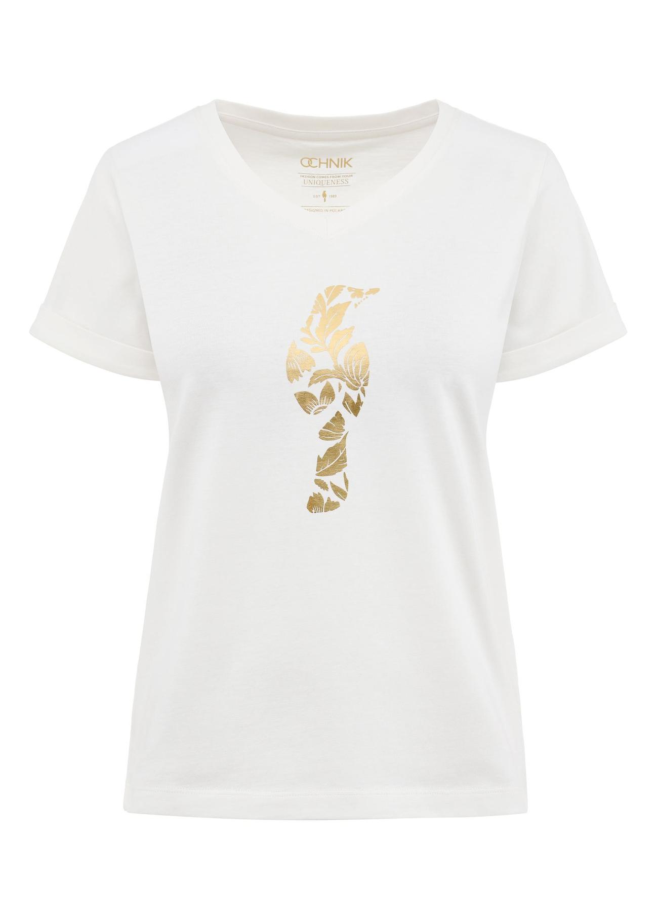 White women's t-shirt with decorative oriole TSHDT-0131-12(Z24)-01