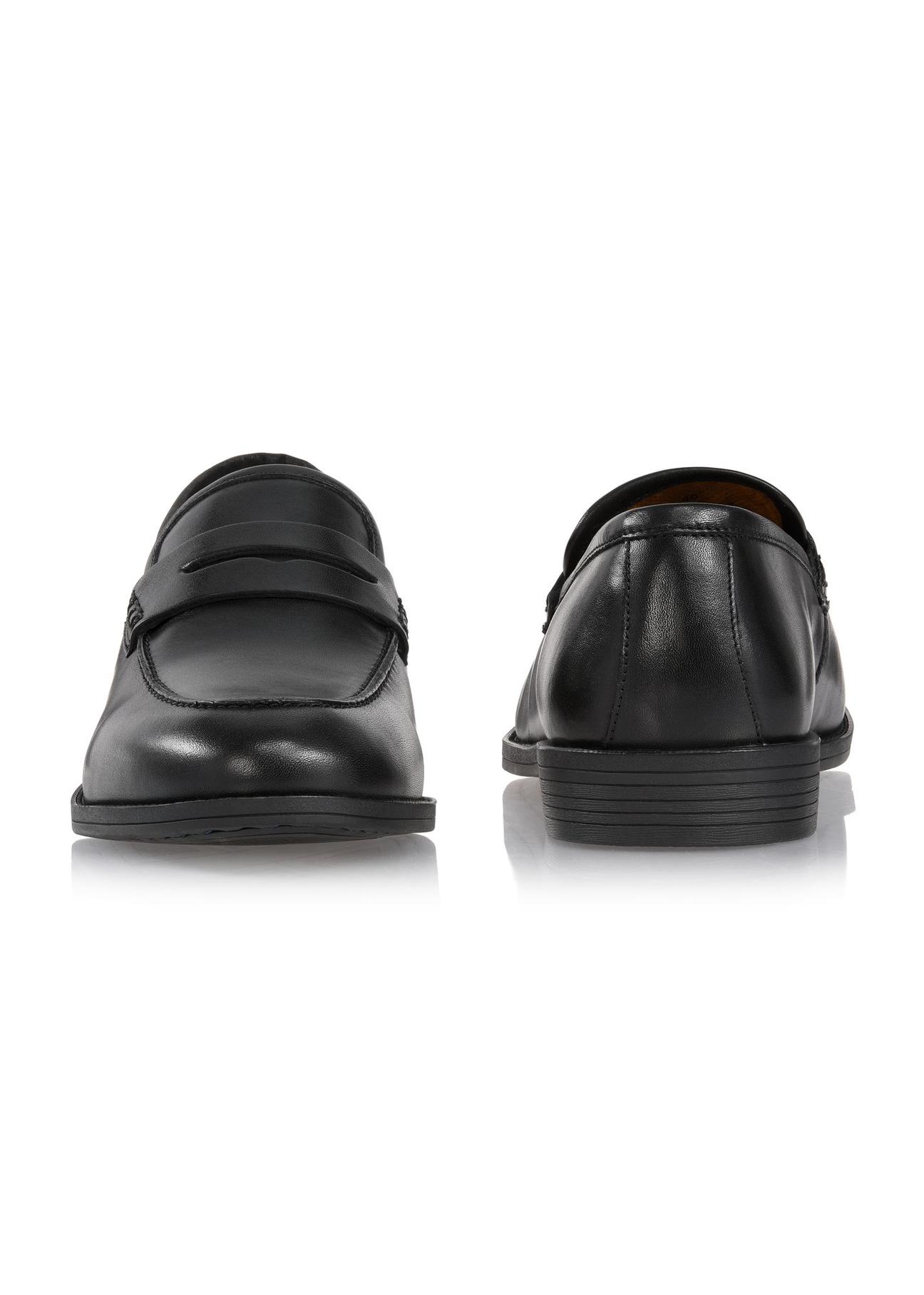 Skórzane czarne loafersy męskie BUTYM-0454-99(W24)