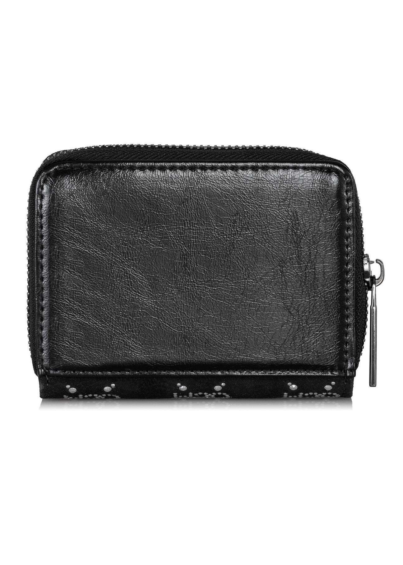 Czarny mały portfel z monogramem damski POREC-0341-99(Z23)