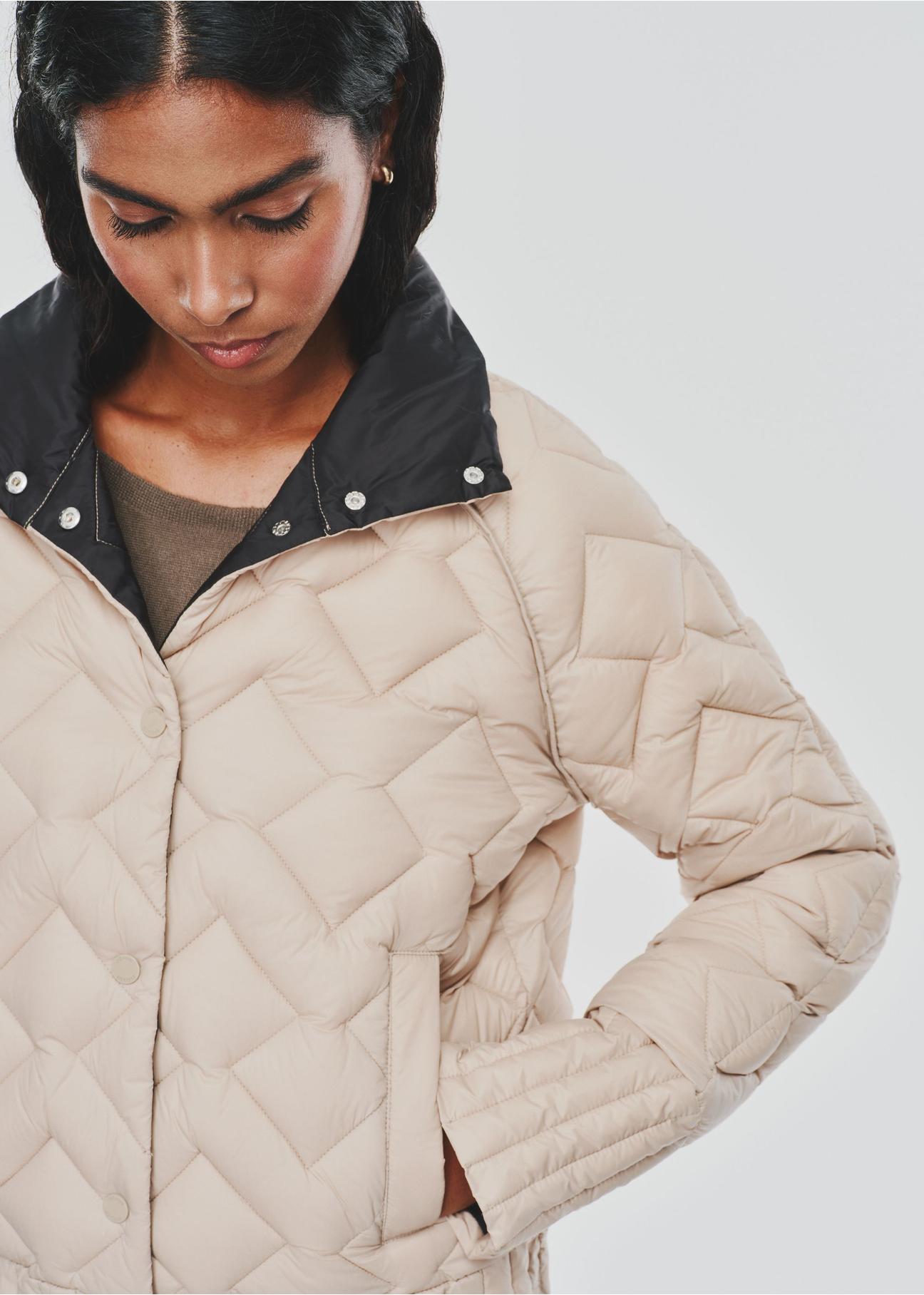 Beige quilted transitional women's jacket KURDT-0571-81(Z24) pic. 3