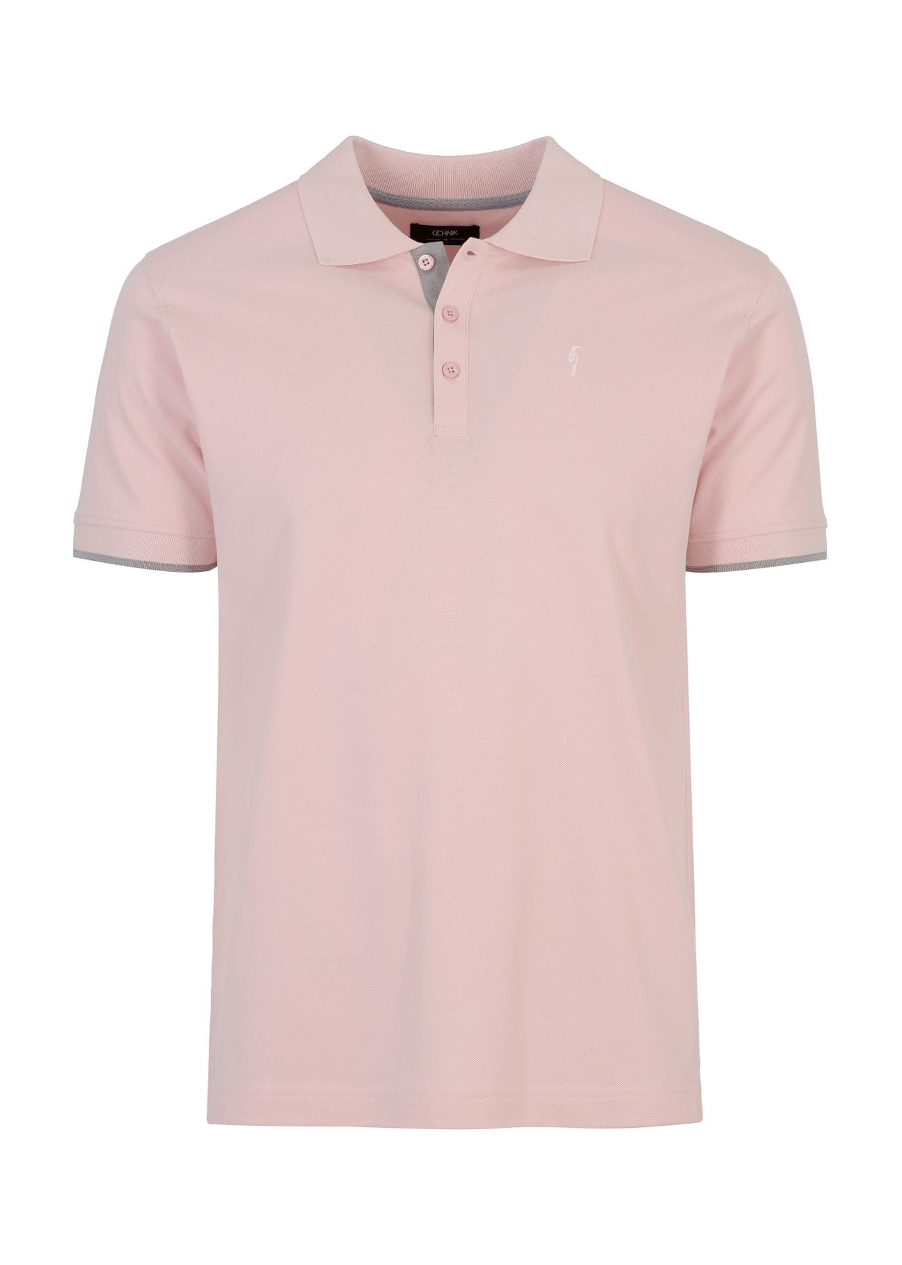 Różowa koszulka polo męska POLMT-0045A-34(W24)
