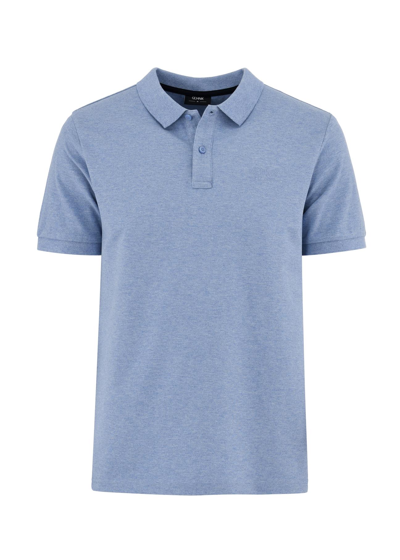 Błękitna koszulka polo męska POLMT-0070-60(W24)