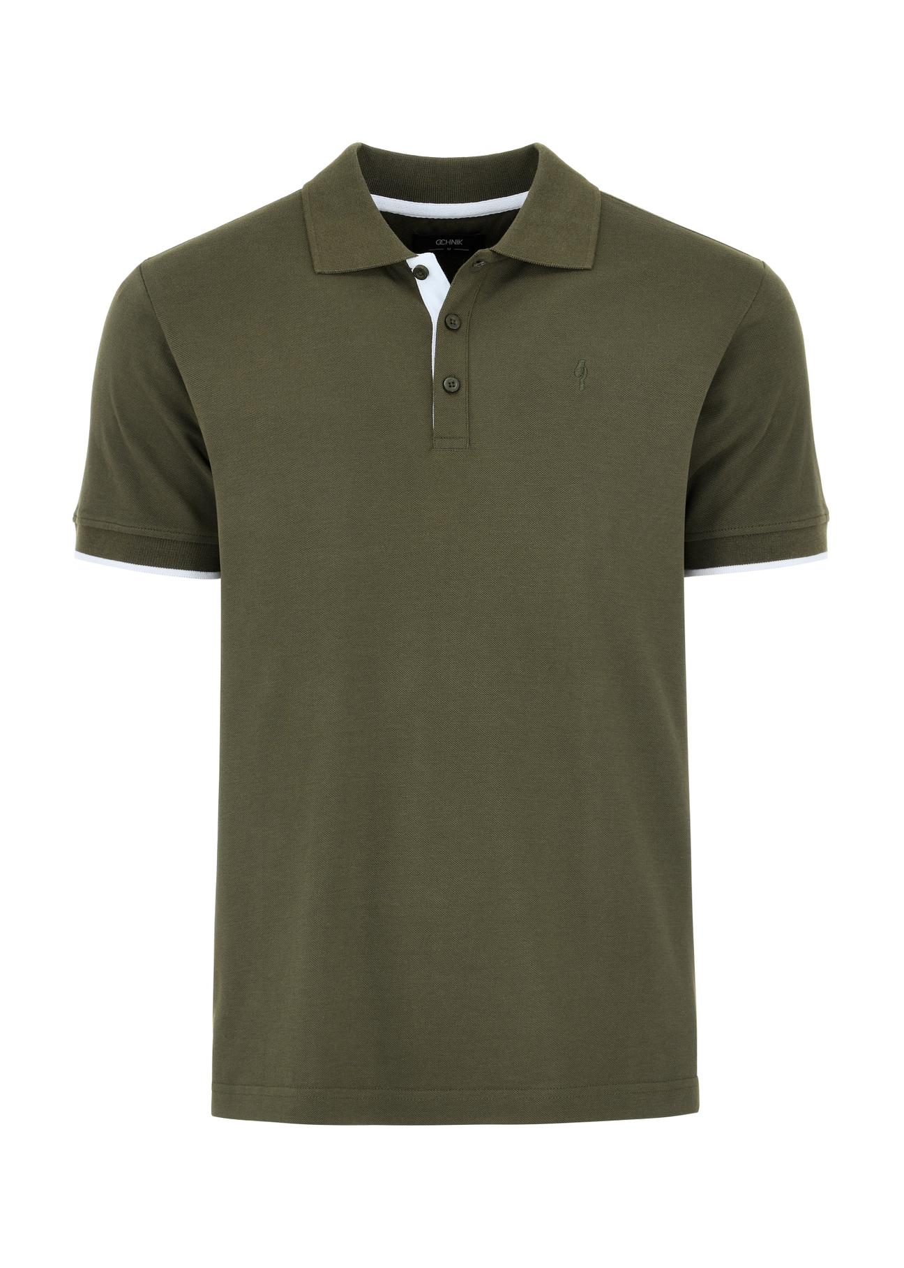 Koszulka polo męska w kolorze khaki POLMT-0045A-54(W24)