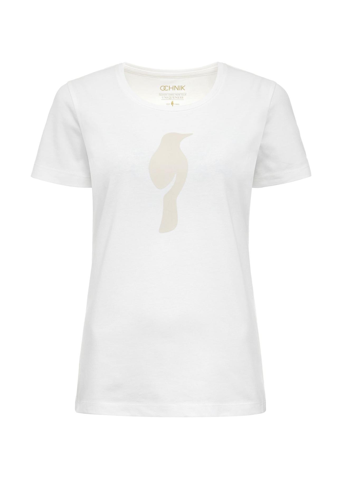 Cream women's t-shirt with logo TSHDT-0133-12(Z24)-01