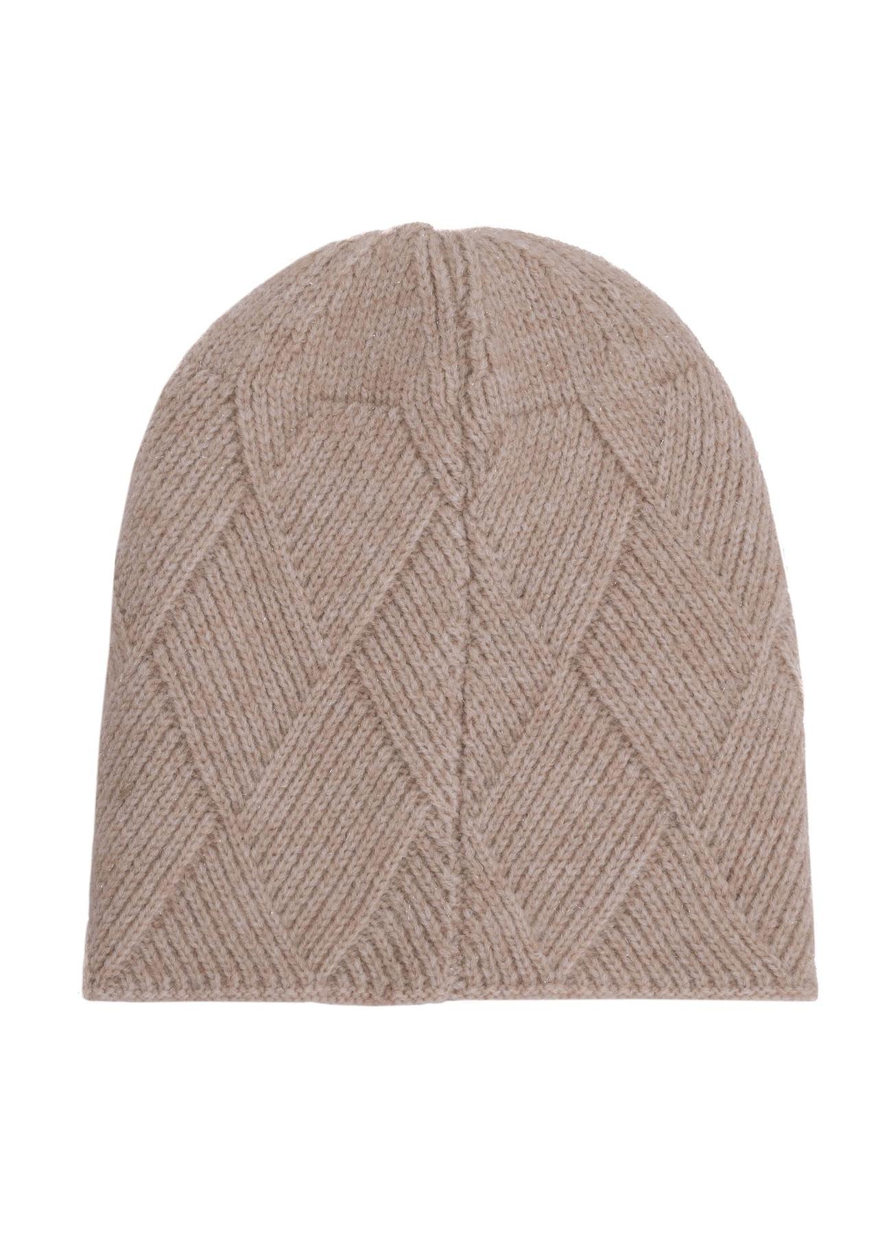 Beige women's winter hat CZADT-0193-81(Z24)-02