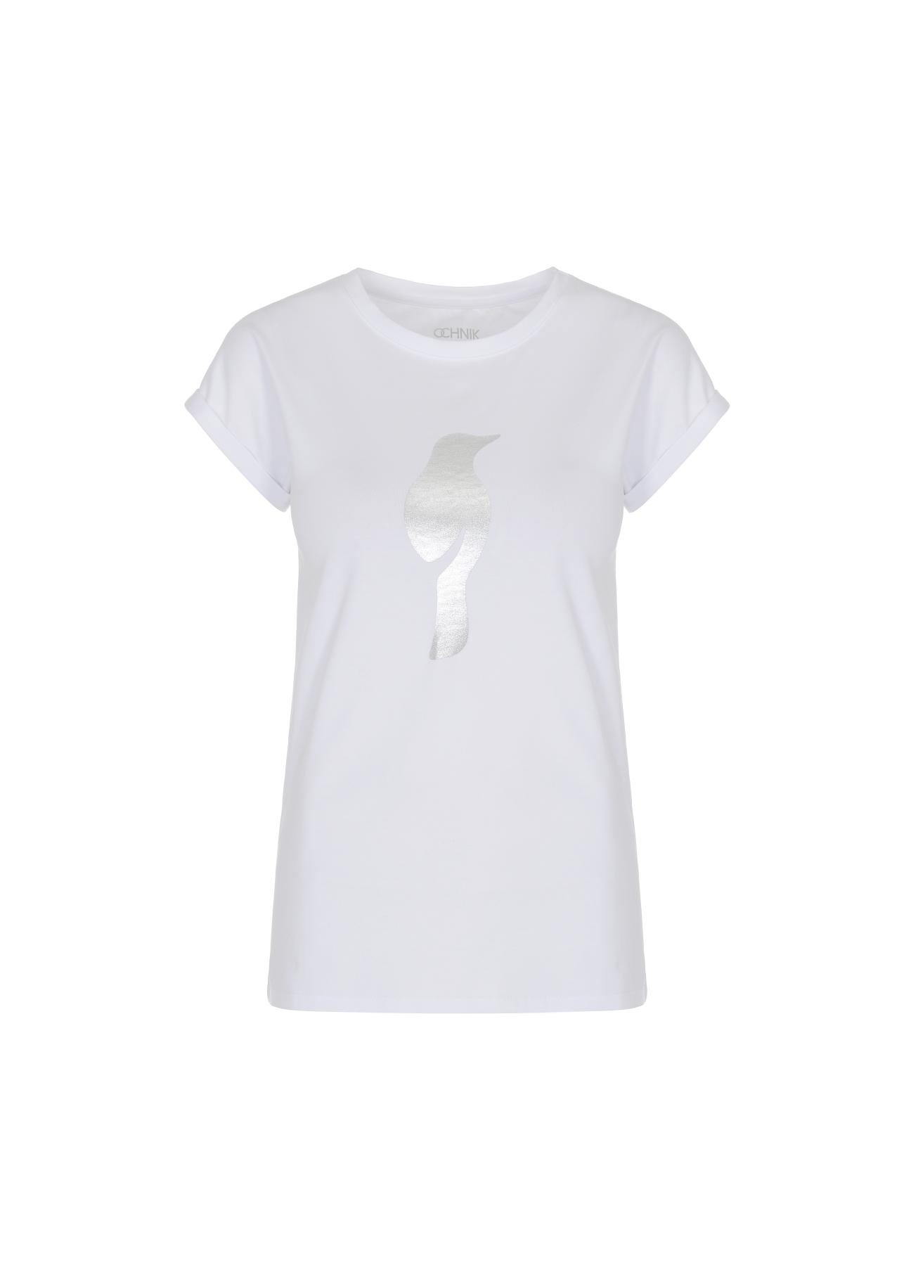 Biały T-shirt damski z wilgą TSHDT-0097-11(W22)-04