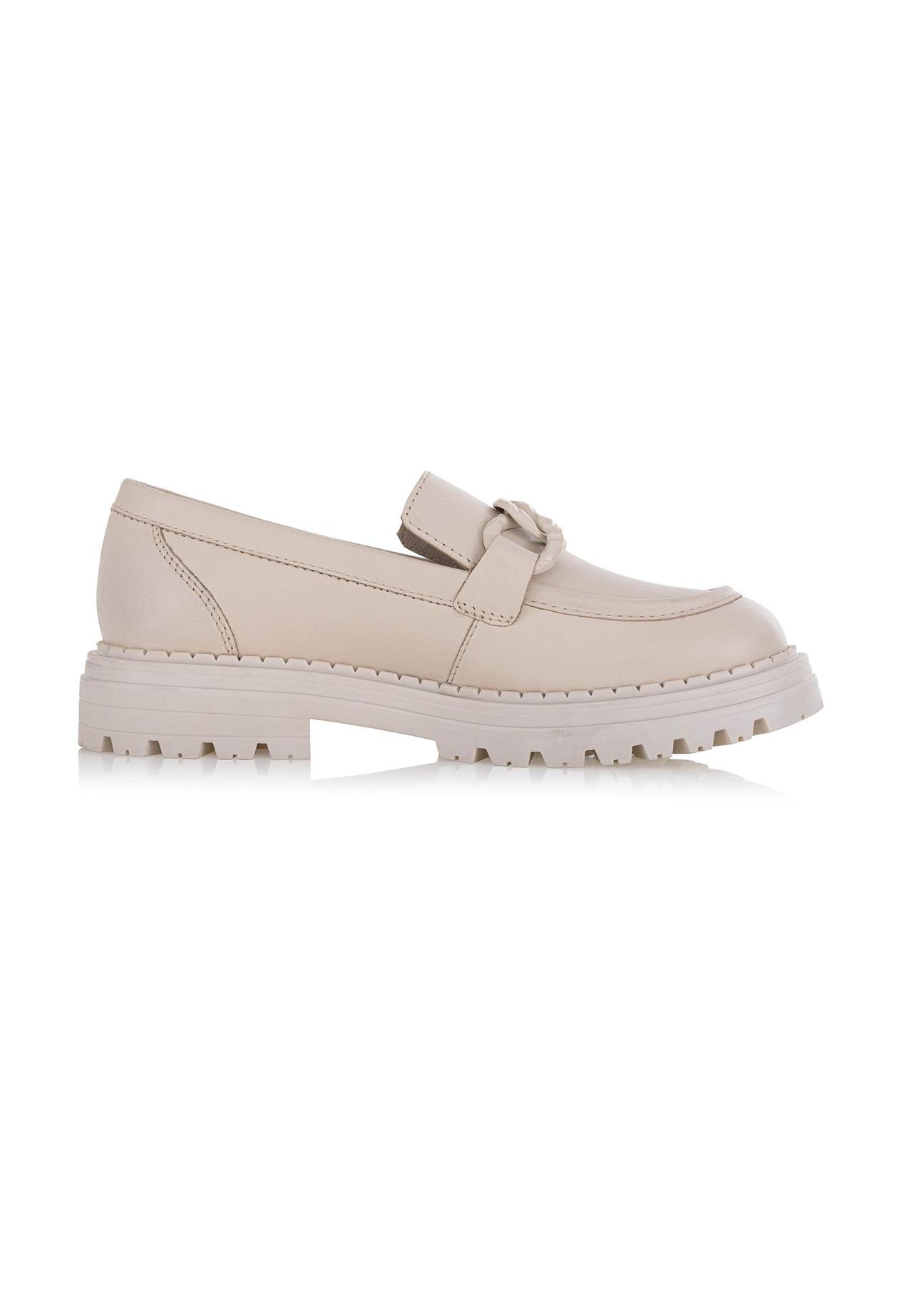 Beige leather women's moccasins BUTYD-1107-80(Z24)-01