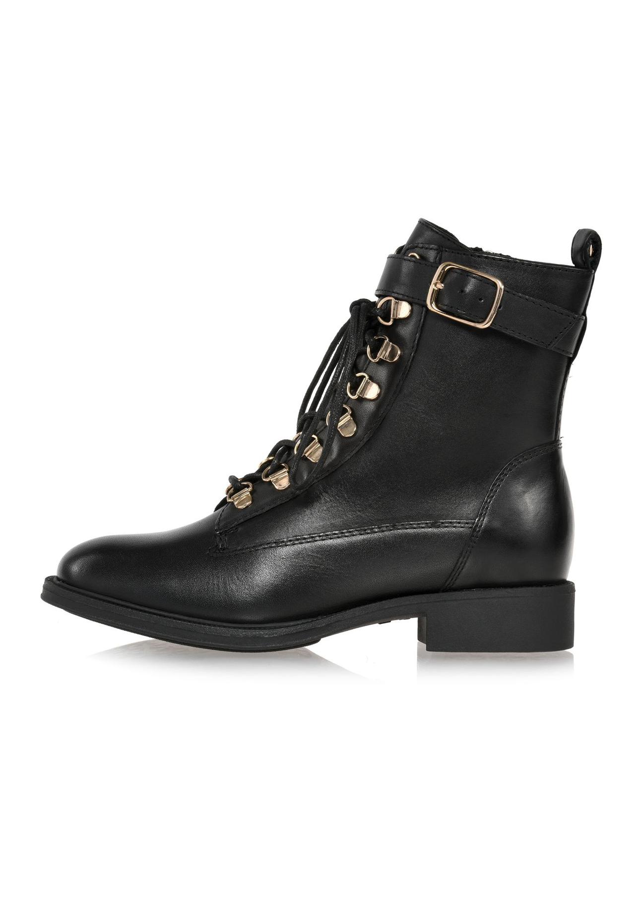 Black leather women's boots BUTYD-1114-99(Z24)-05