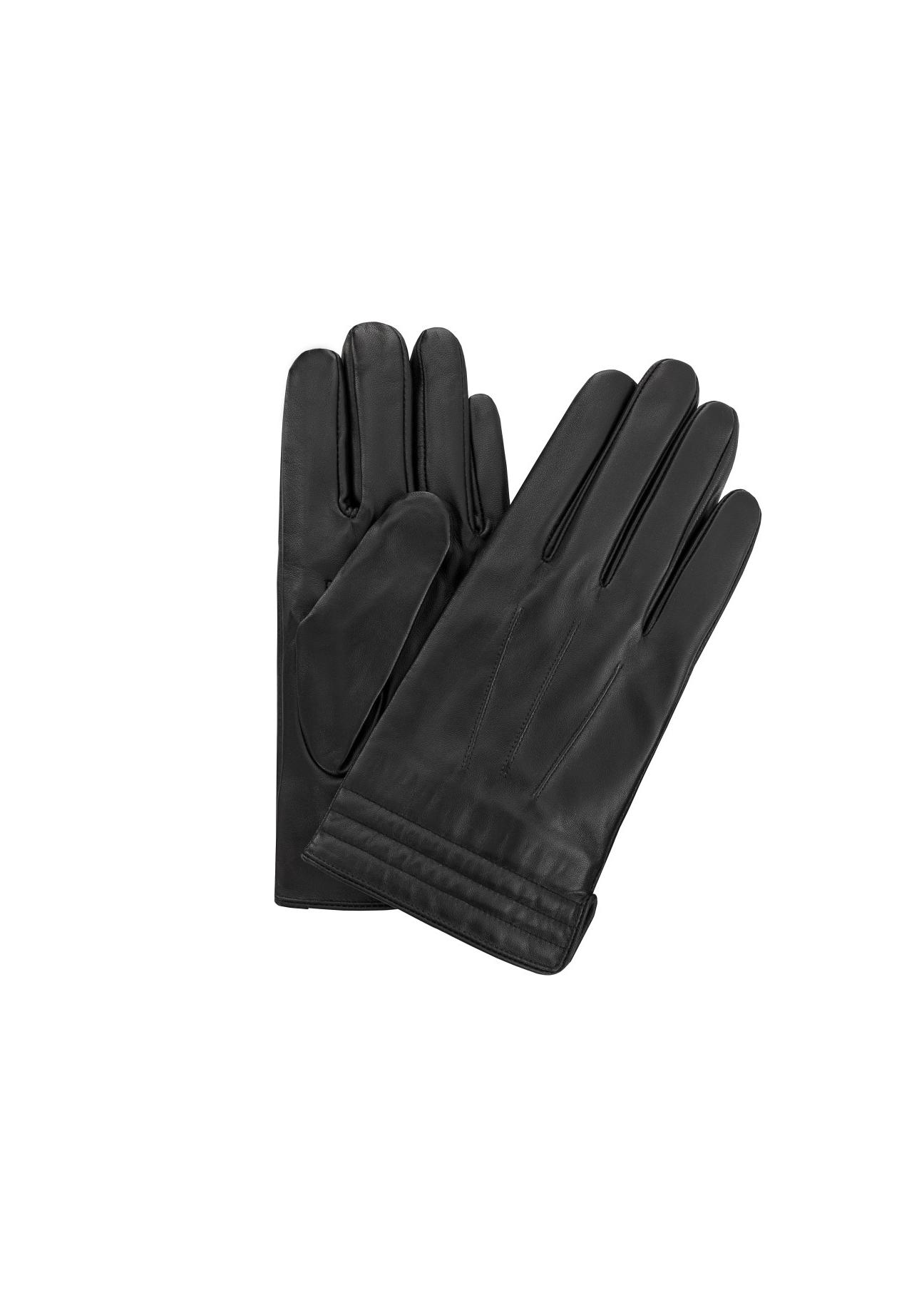 Czarne skórzane rękawiczki męskie REKMS-0014-99(Z23)
